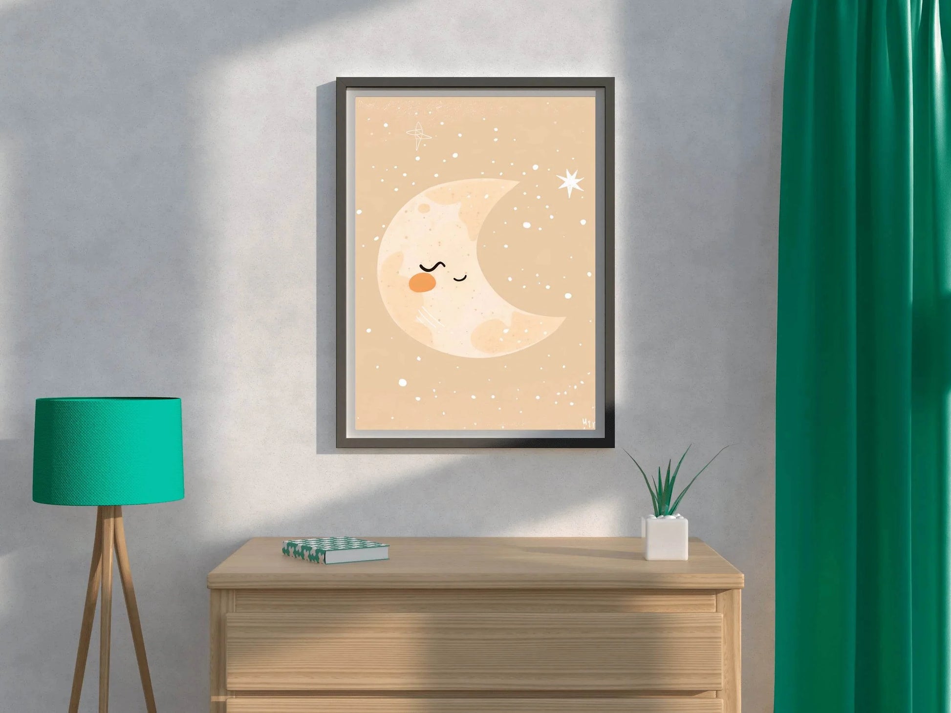 Cute Moon Character Illustration - beink online art store