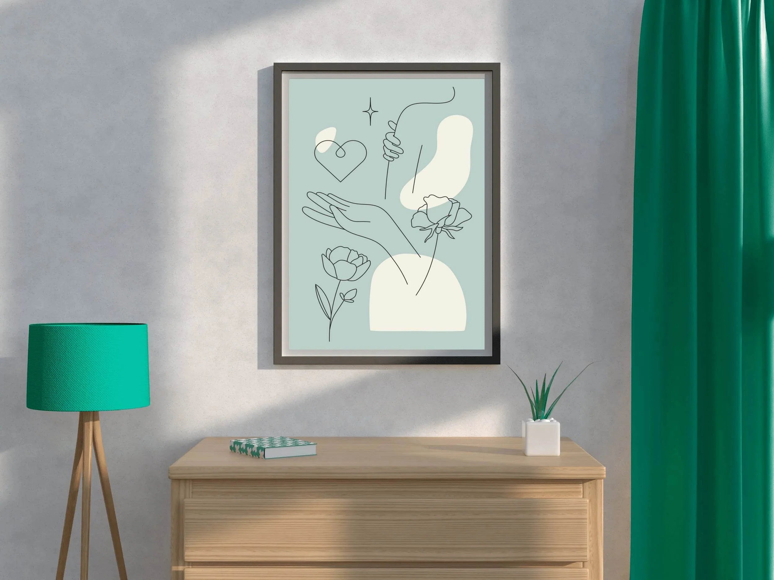 Minimal Design of Flowers Hands Wall Art - beink online art store