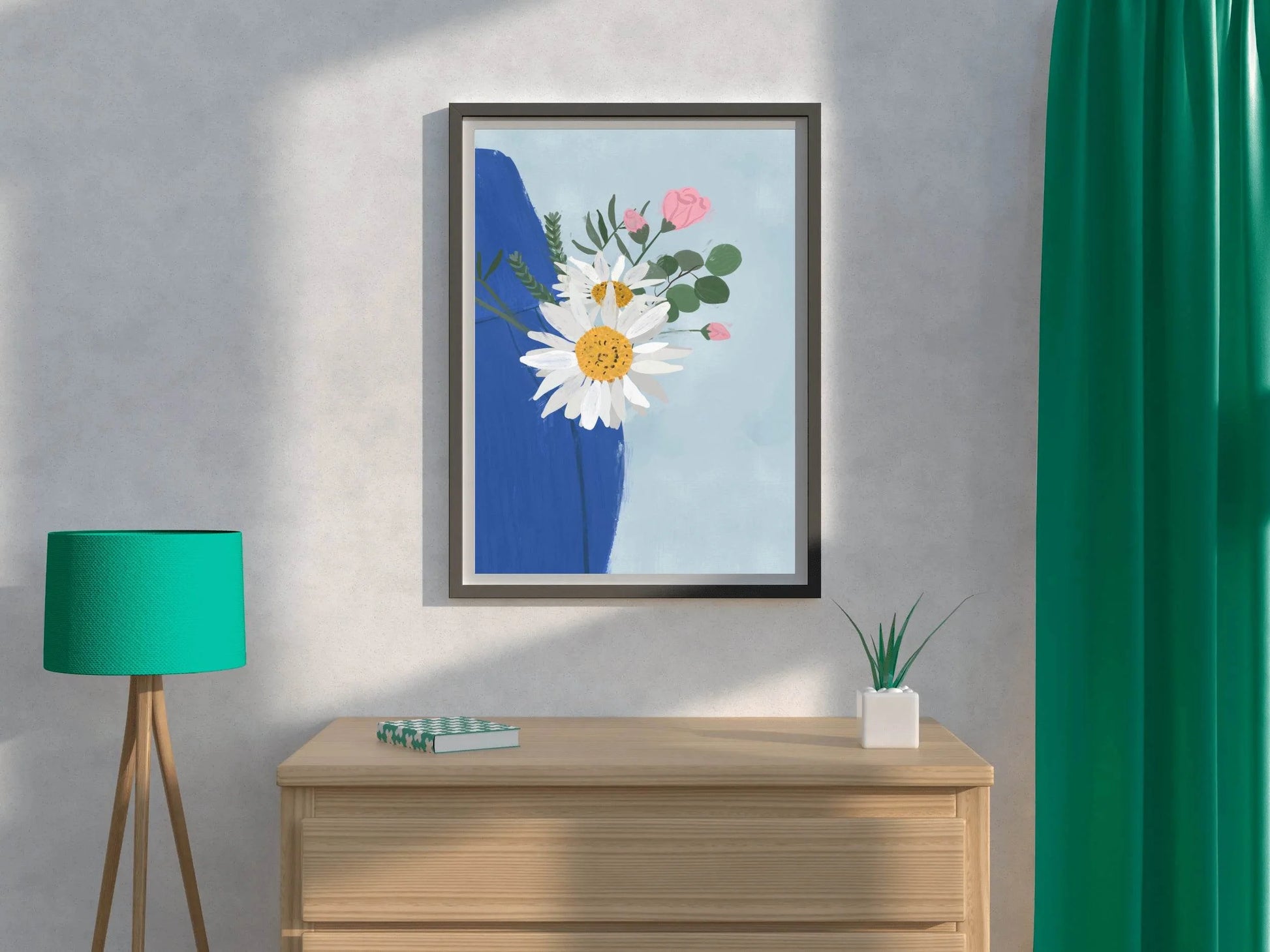 Flowers With Blue Vase Wall Art - beink online art store