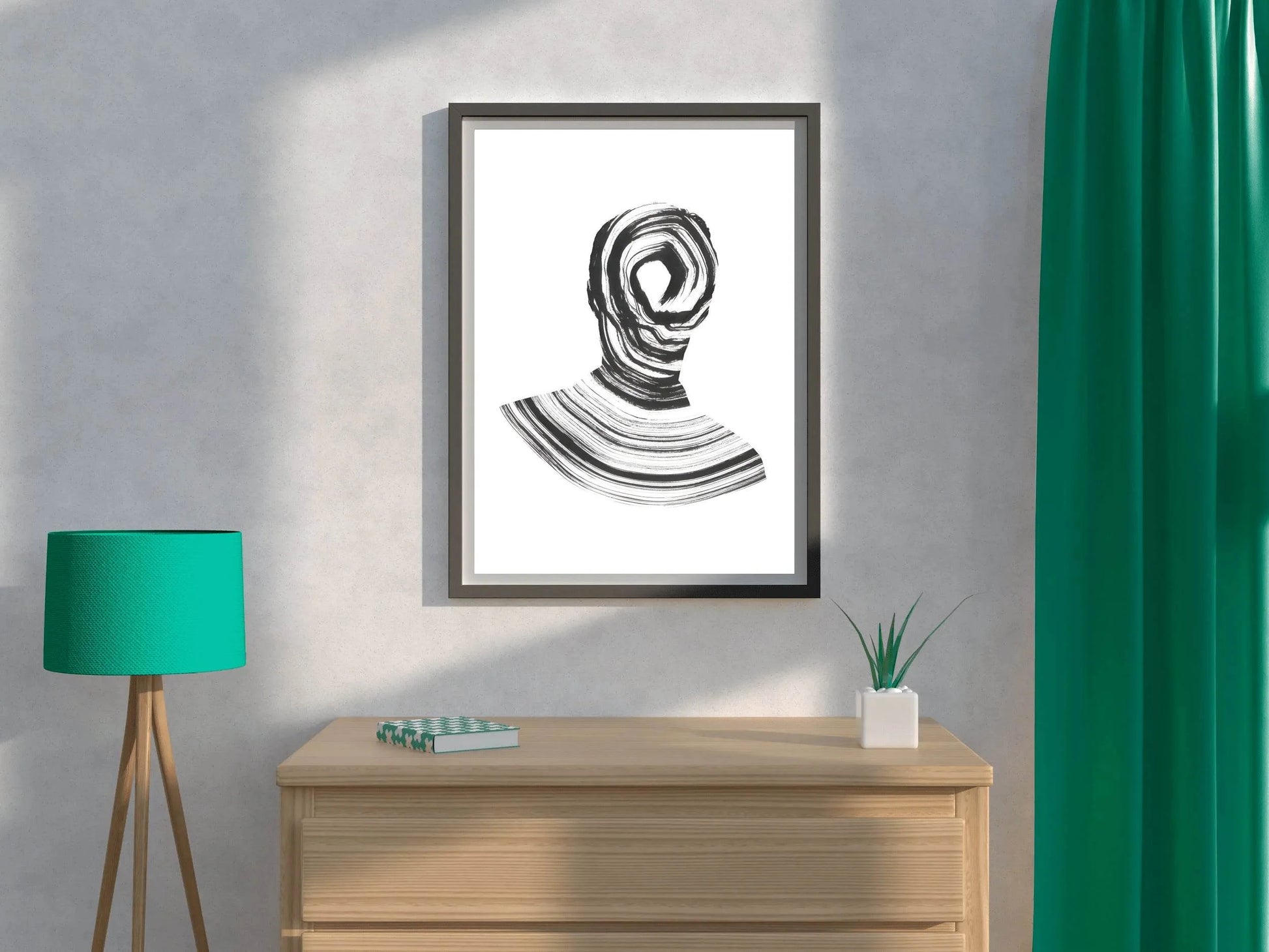 Black Inked Mind Swirled Silhouette Modern Wall Art - beink online art store