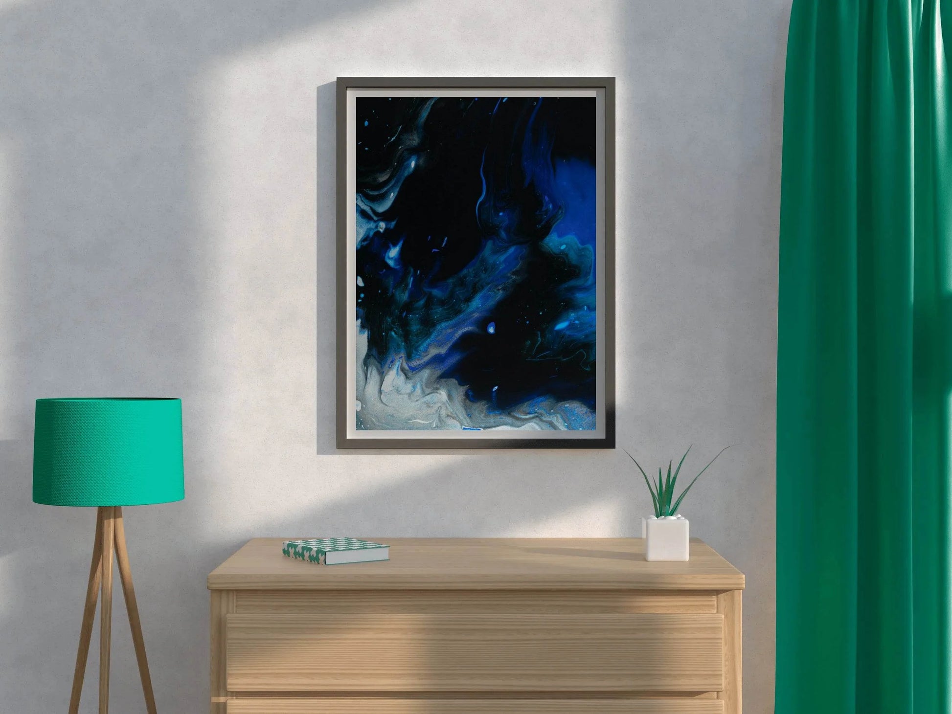Blue Mix flowing Paint Abstract Wall Art - beink online art store
