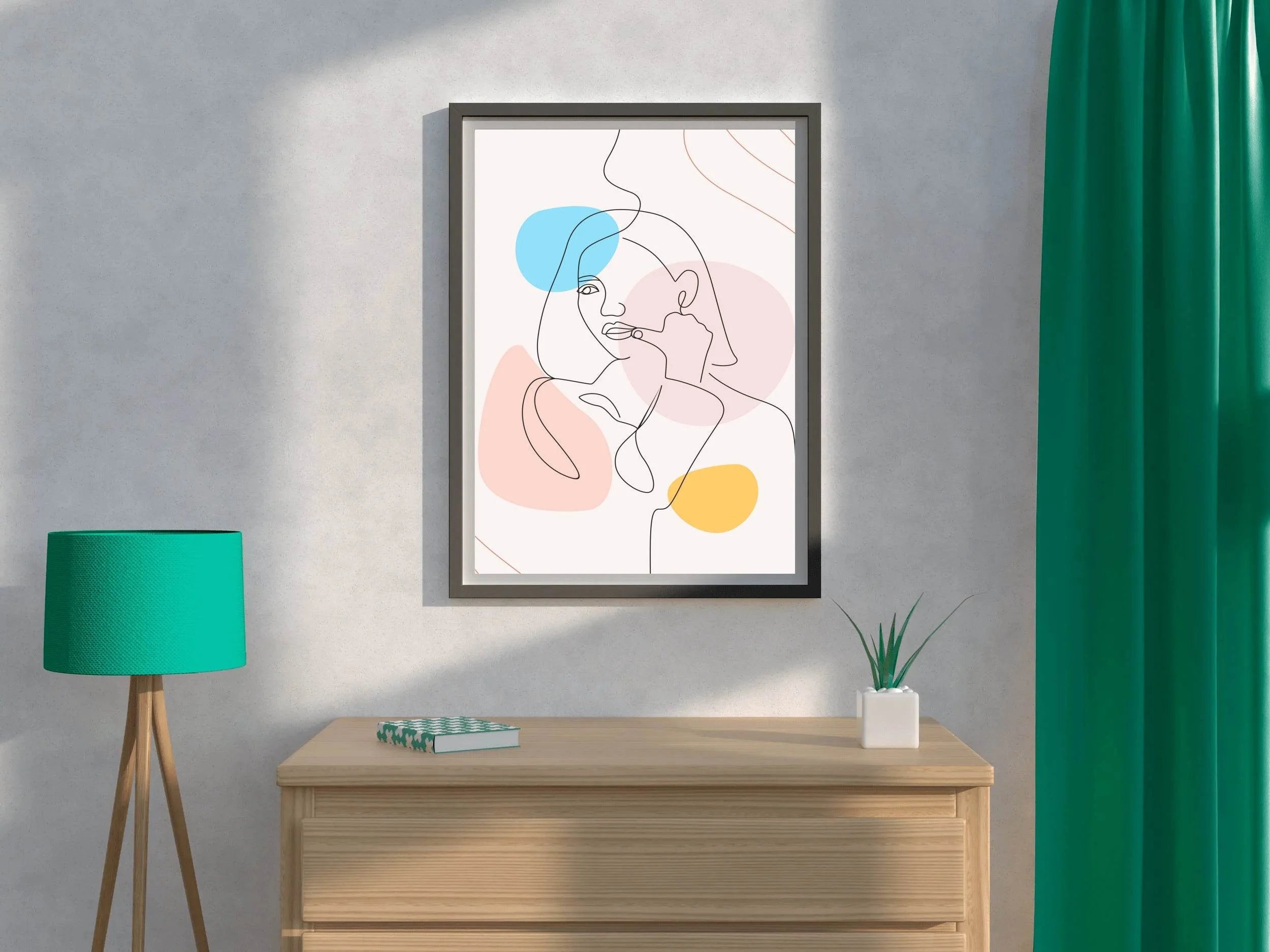 Women Colorful Linear Face Wall Art - beink online art store