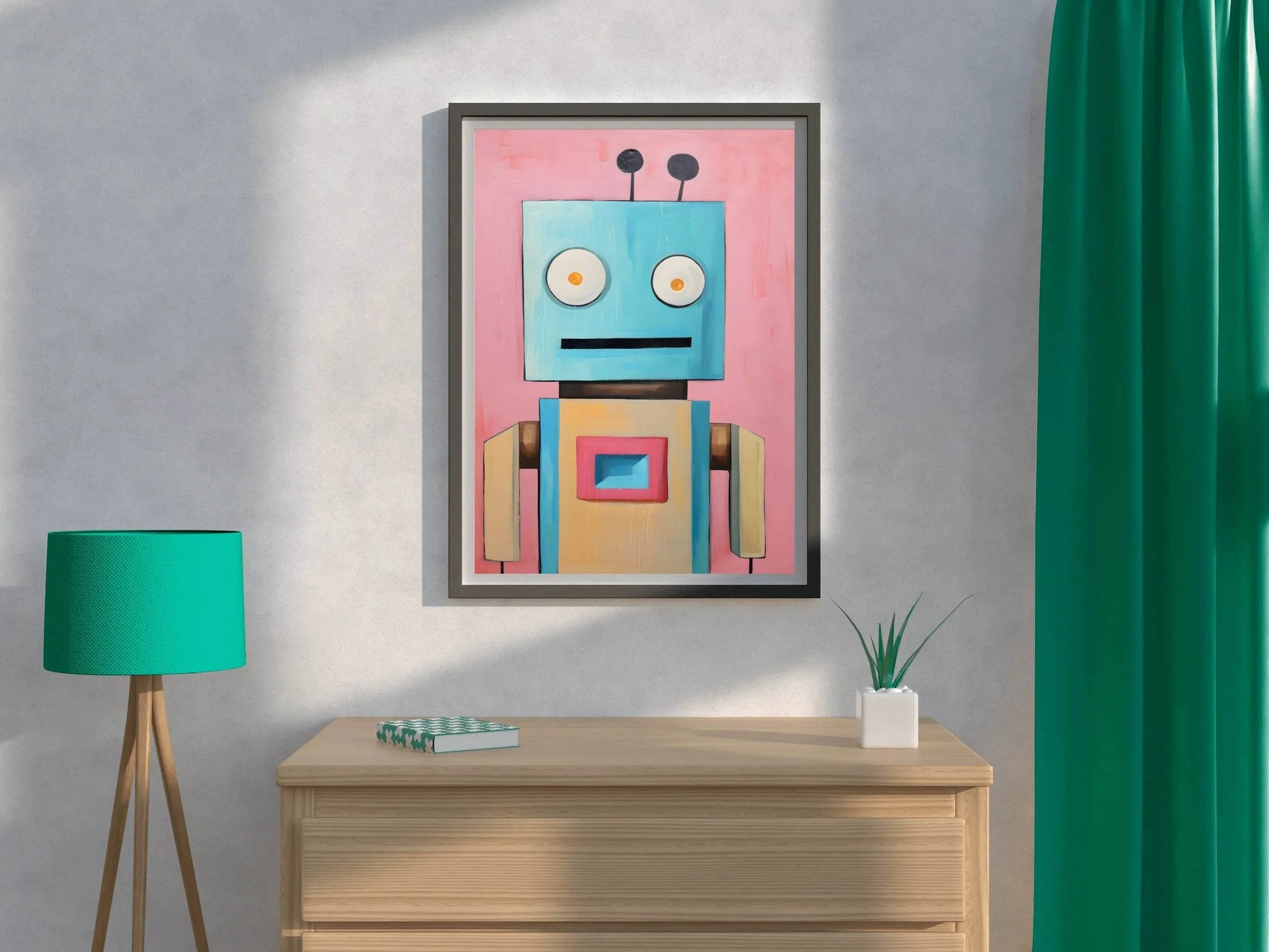 Paper Drawing of a Robot With Annoying Eyes - beink online art store