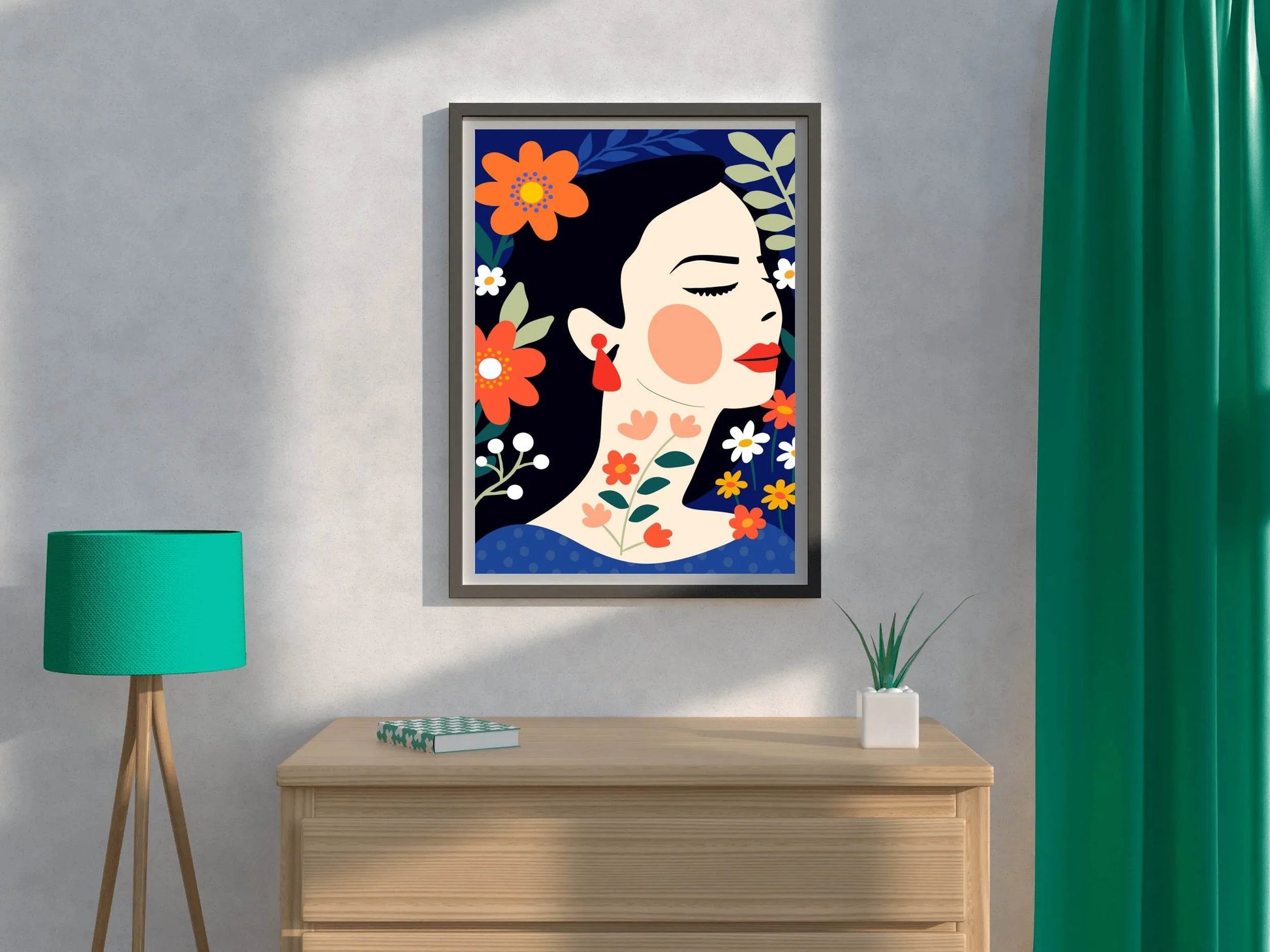 A Painting Of a Woman Decorated With Flowers - beink online art store