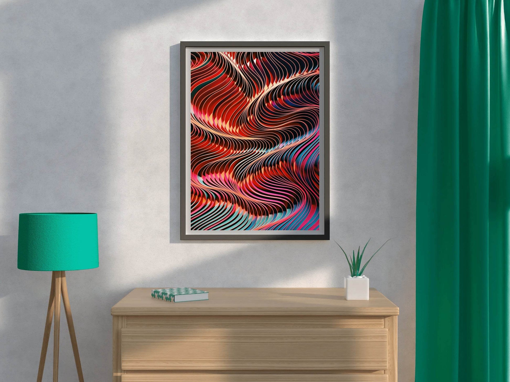 Dark Multicolor Lines Abstract Wall Art - beink online art store