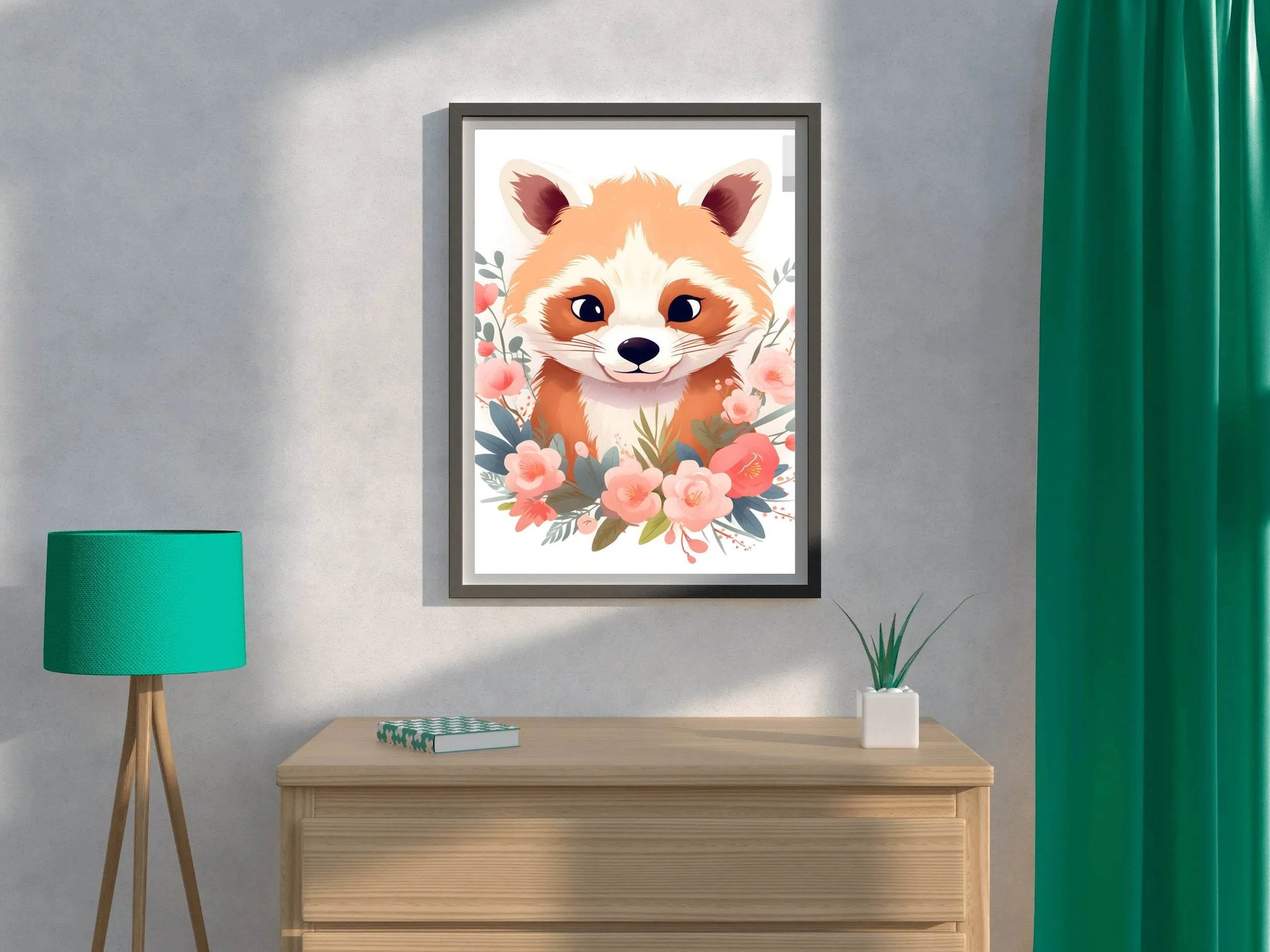 Cute Watercolor Red Panda Wall Art - beink online art store