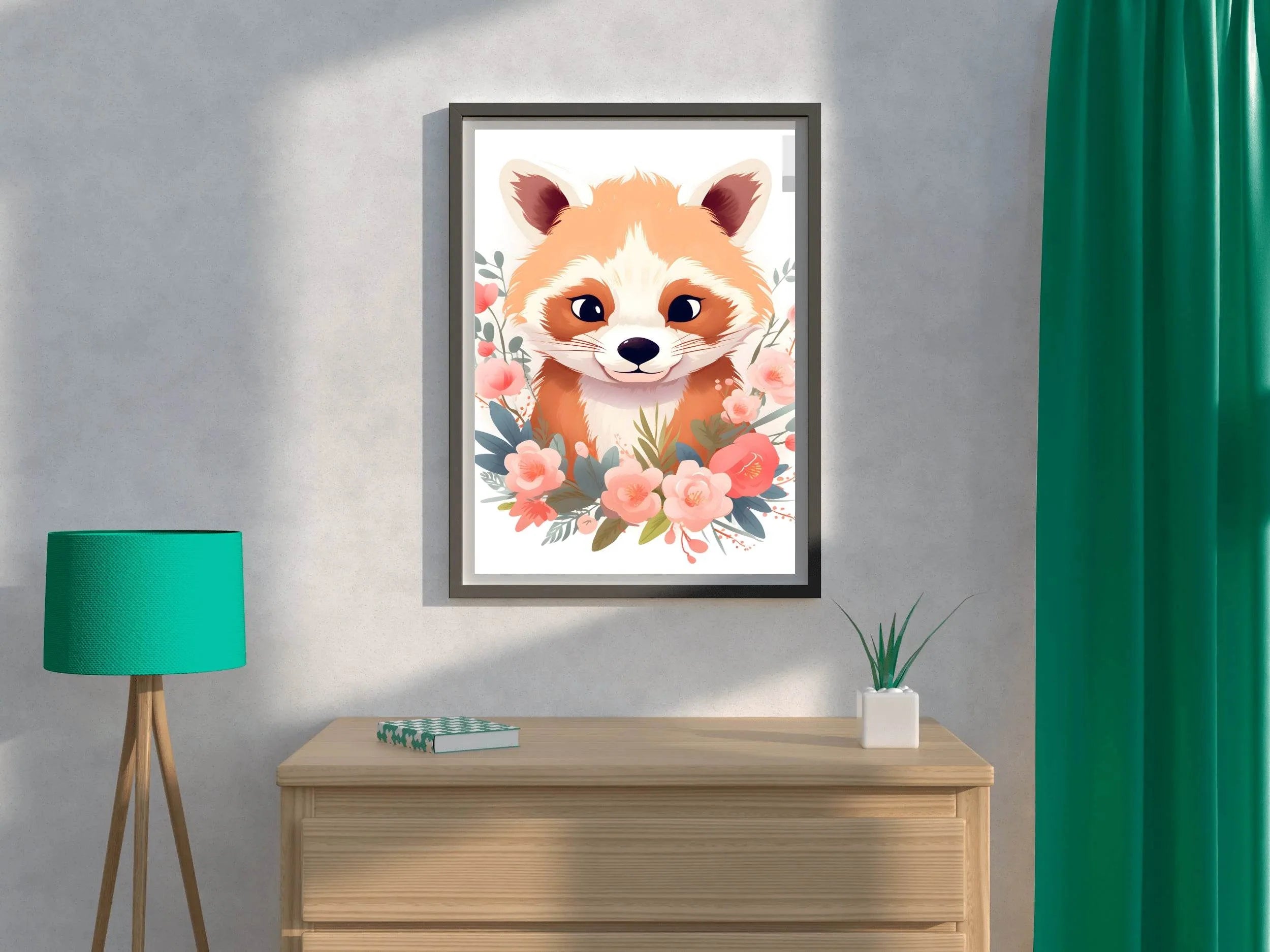 Cute Watercolor Red Panda Wall Art - beink online art store