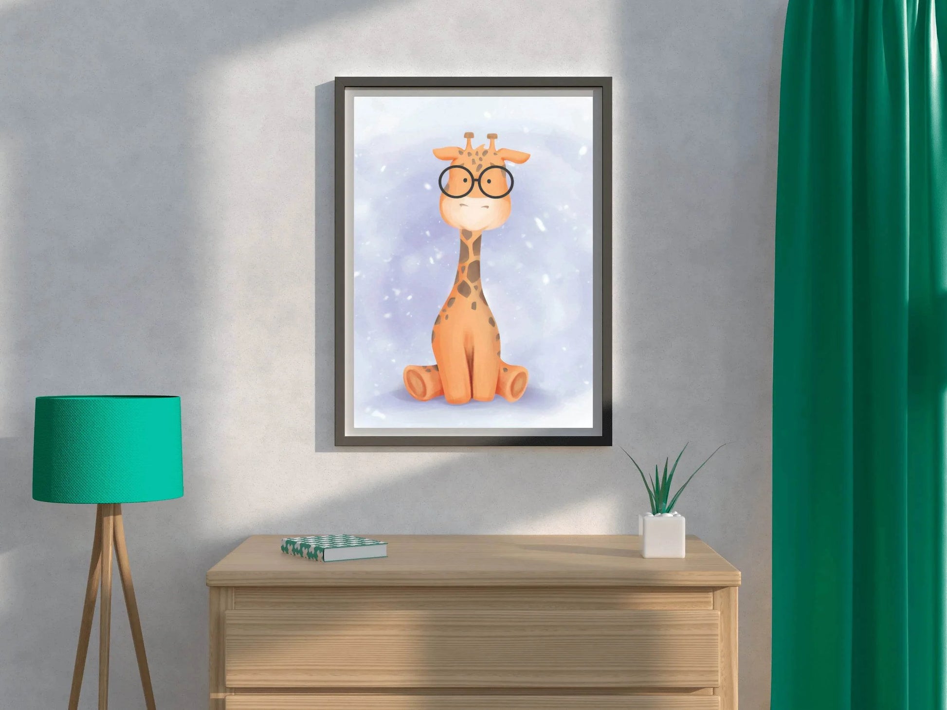 Watercolor Giraffe Wearing Glasses - beink online art store