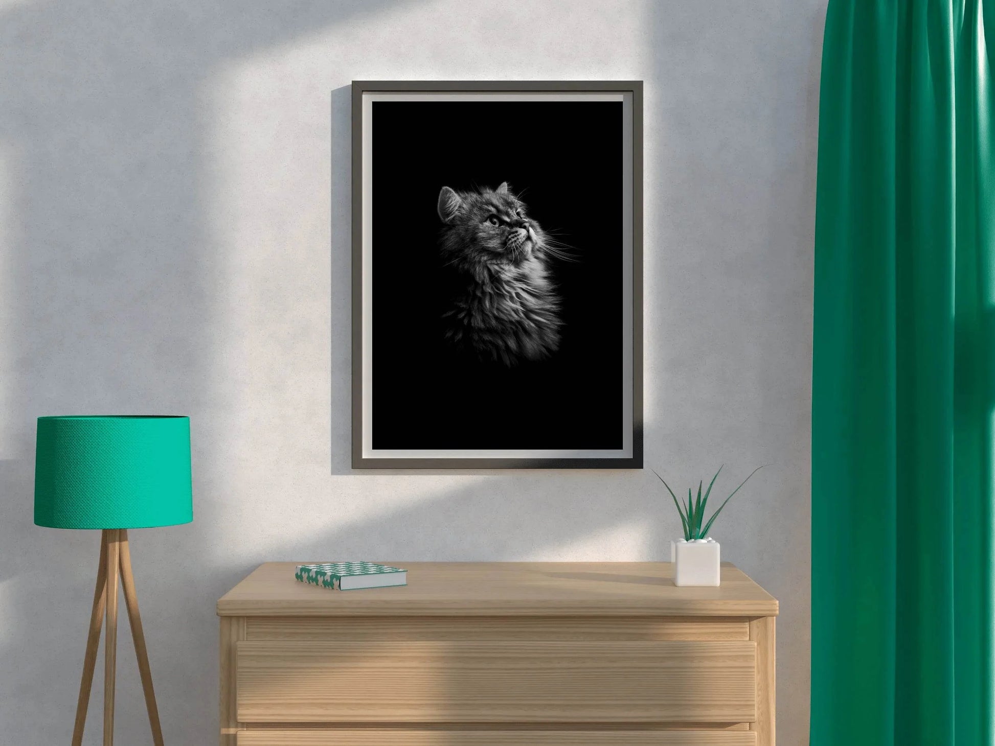 Maine Coon Cat Black & White Wall Art - beink online art store