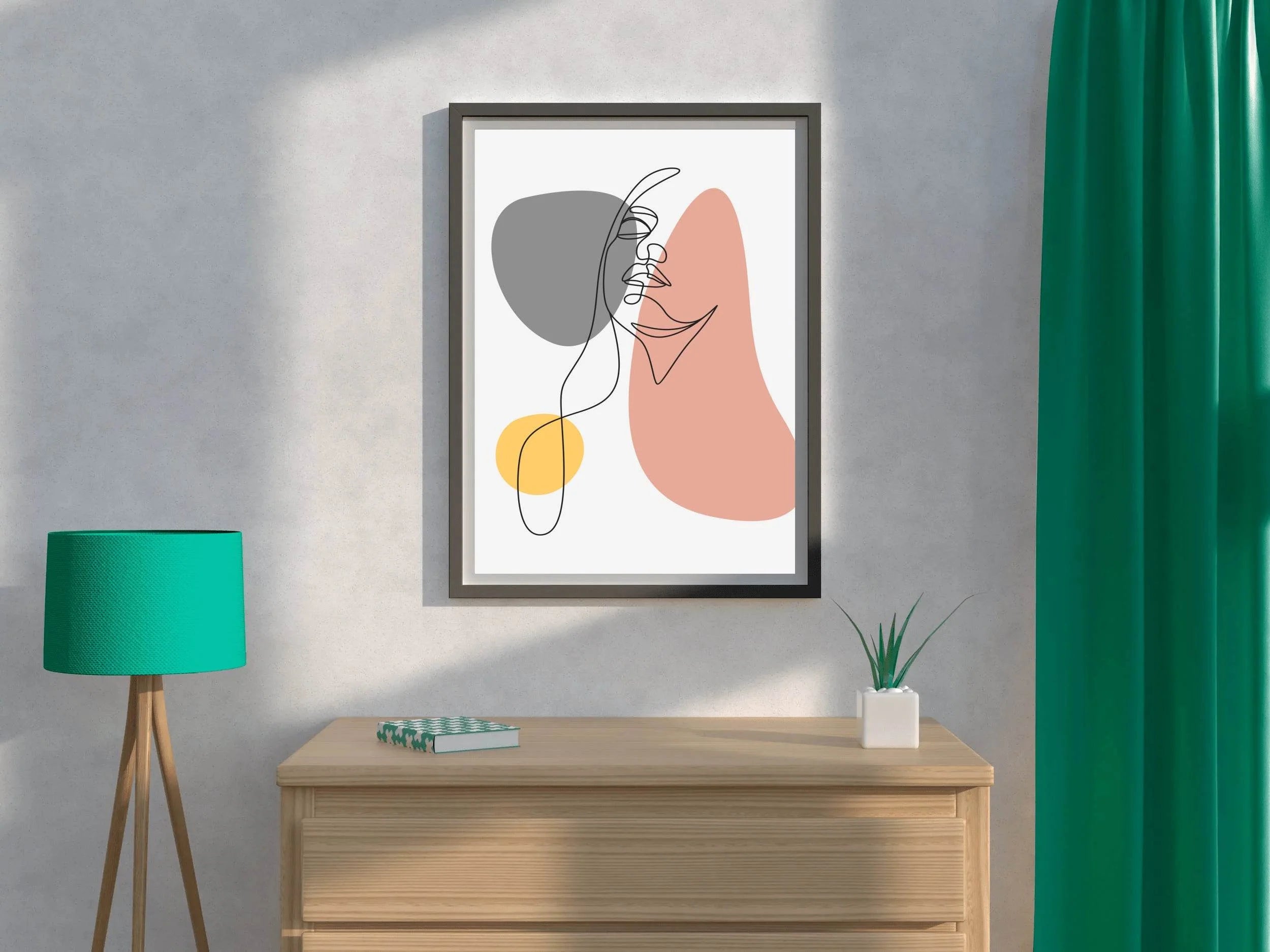 Beautiful Woman With Minimal Line Art Style - beink online art store