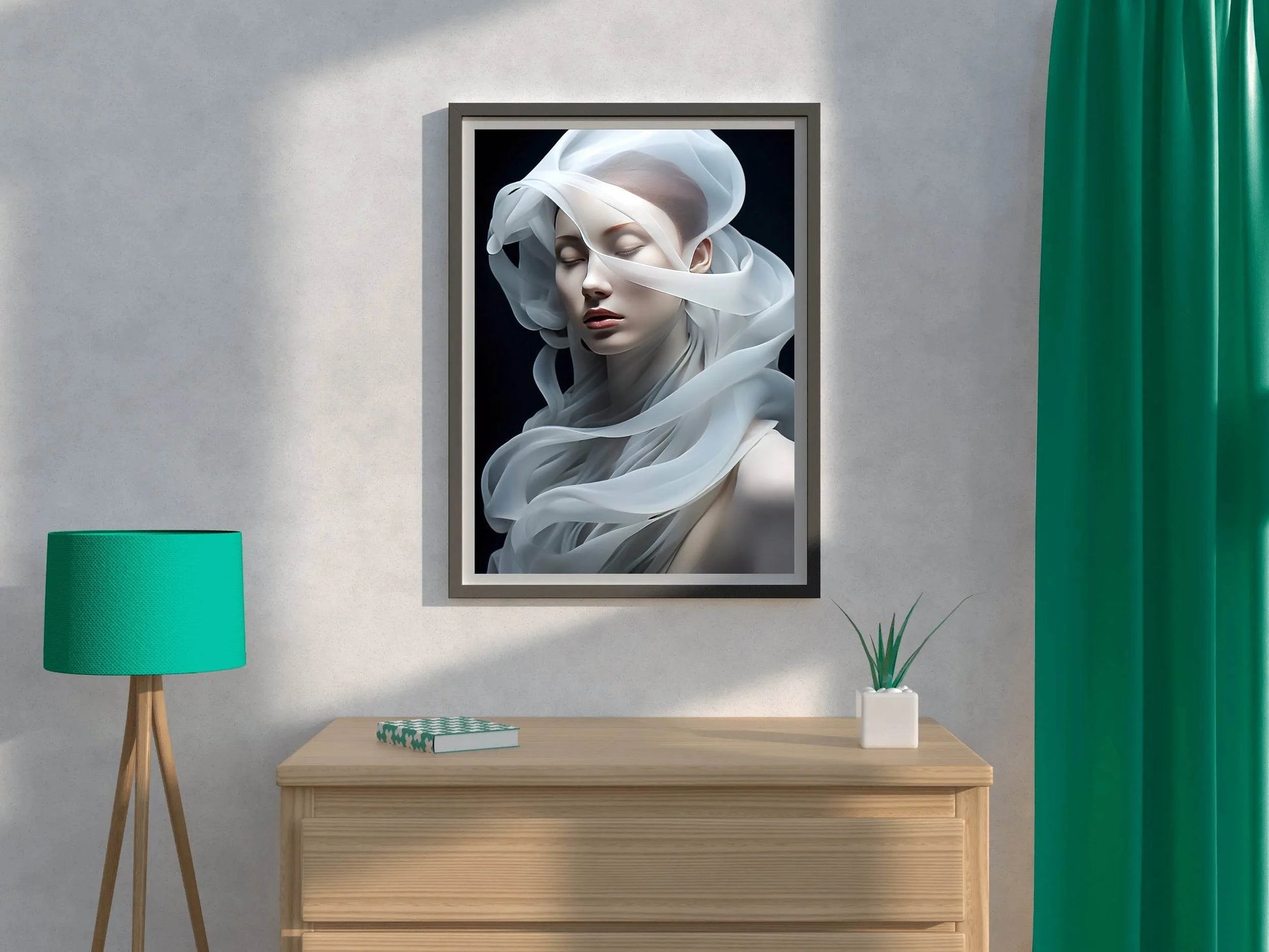 A Silk Scarf On The Head Of A Beautiful Woman - beink online art store