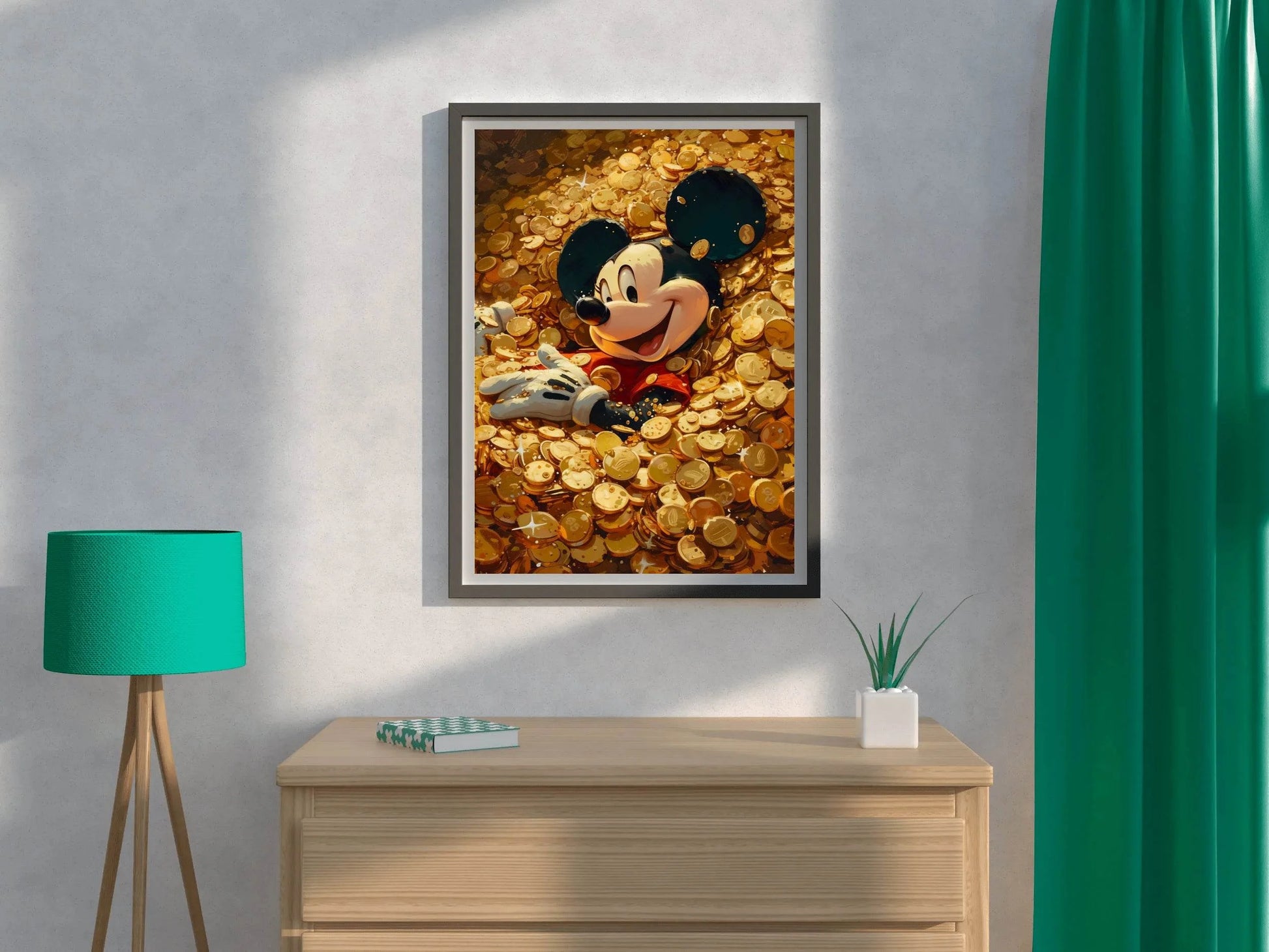 Mickey Mouse in Gold Coins Wall Art - beink online art store