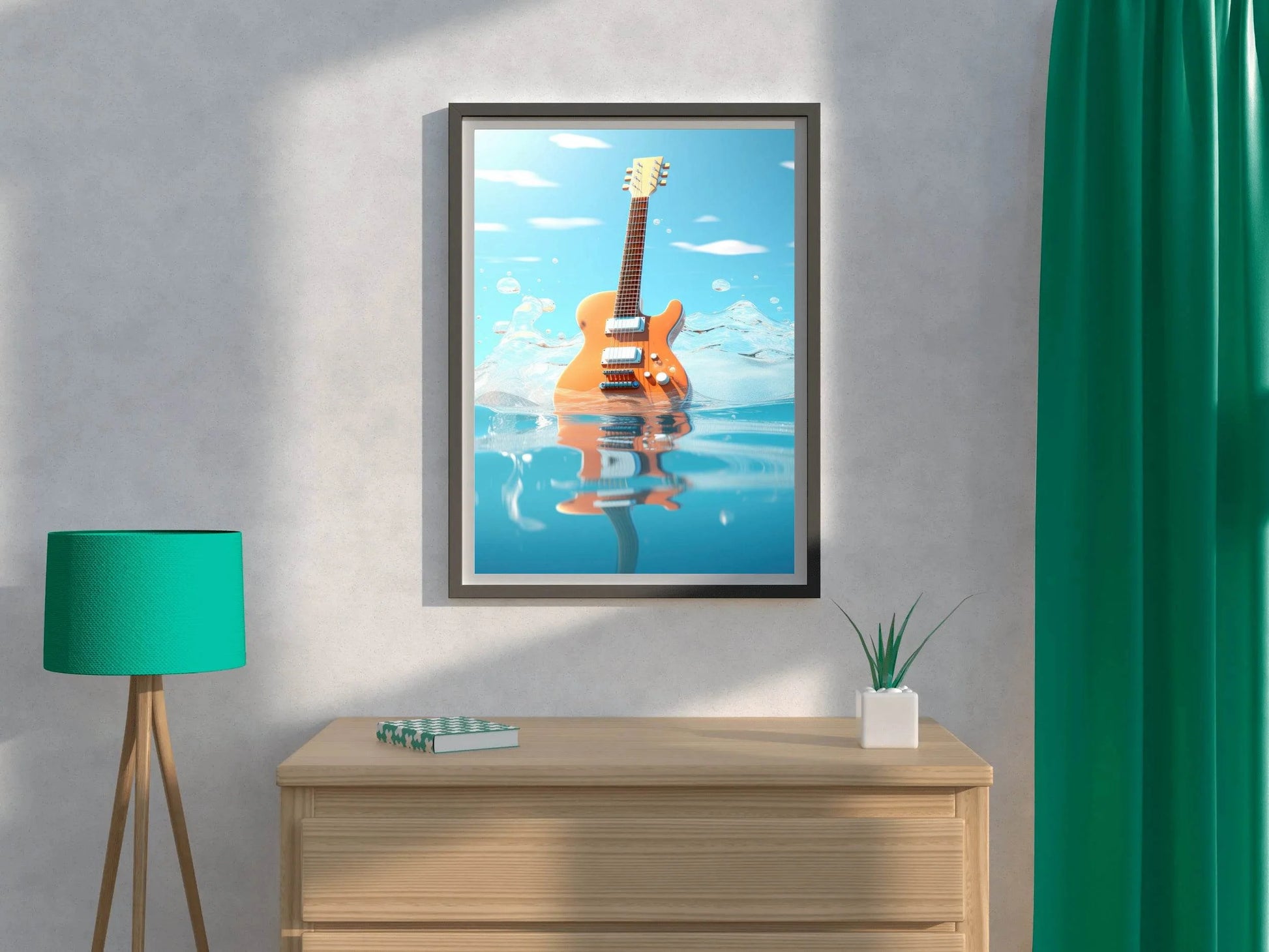 Guitar Drowned In Water Wall Art - beink online art store