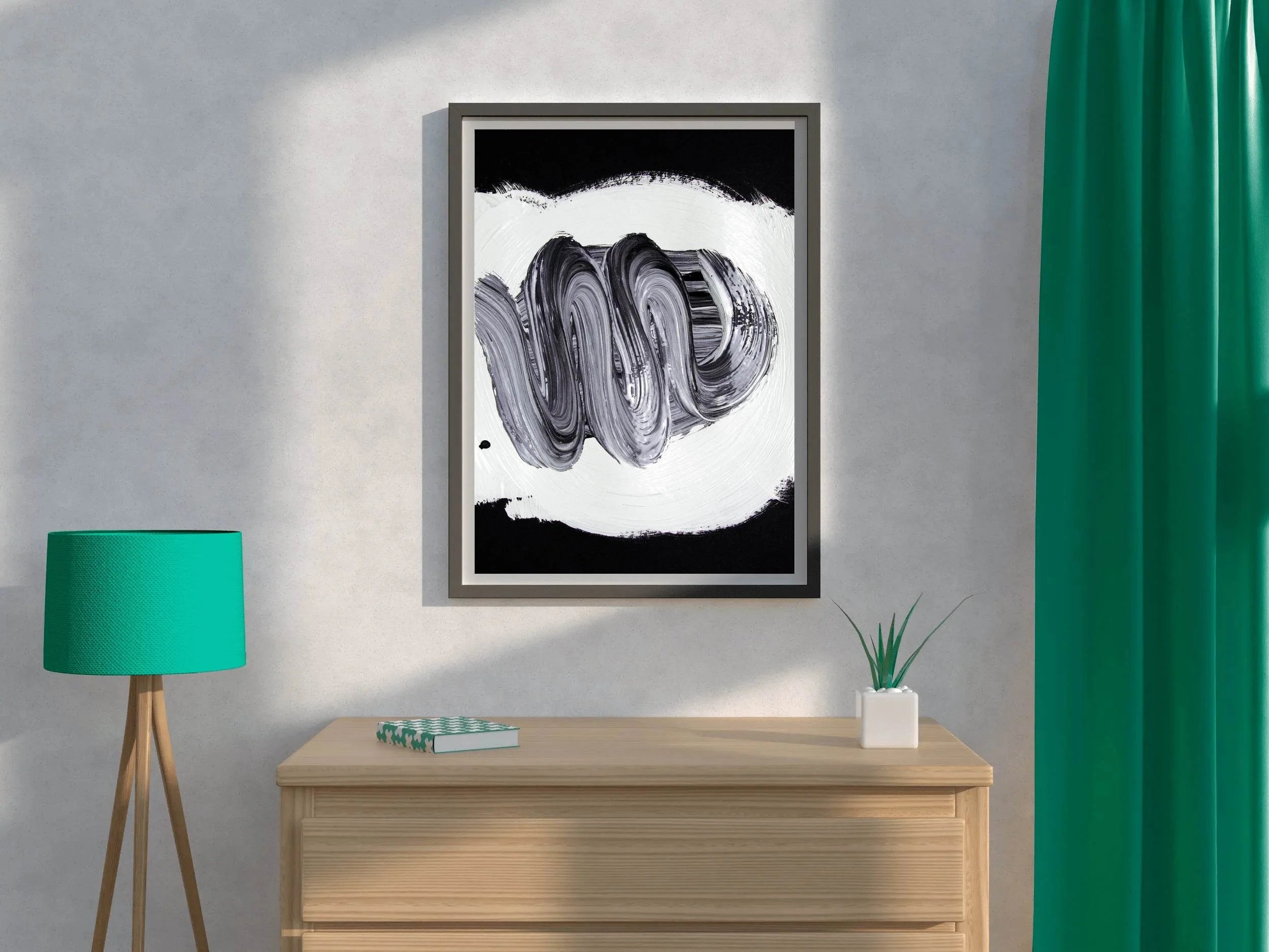 Pain Brush Stroke Black & White Wall Art - beink online art store