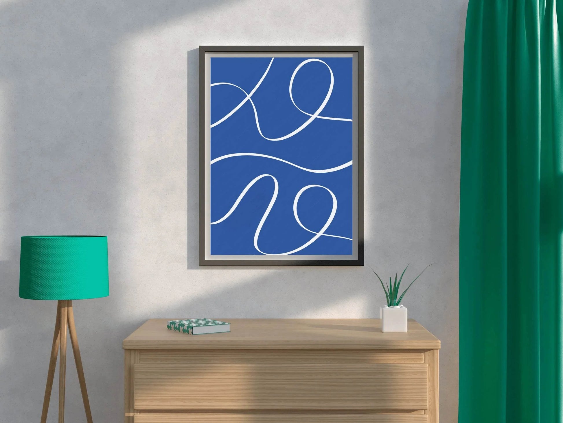 White Lines on A Blue Background Wall Art - beink online art store