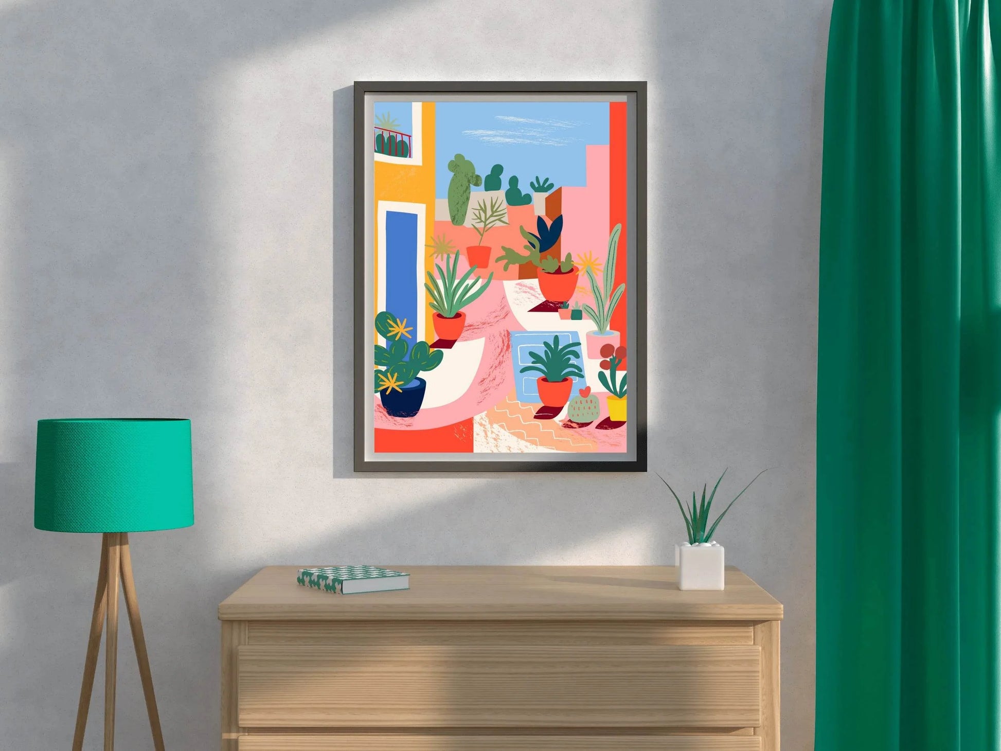 Painting Cactus Pots In The Yard - beink online art store