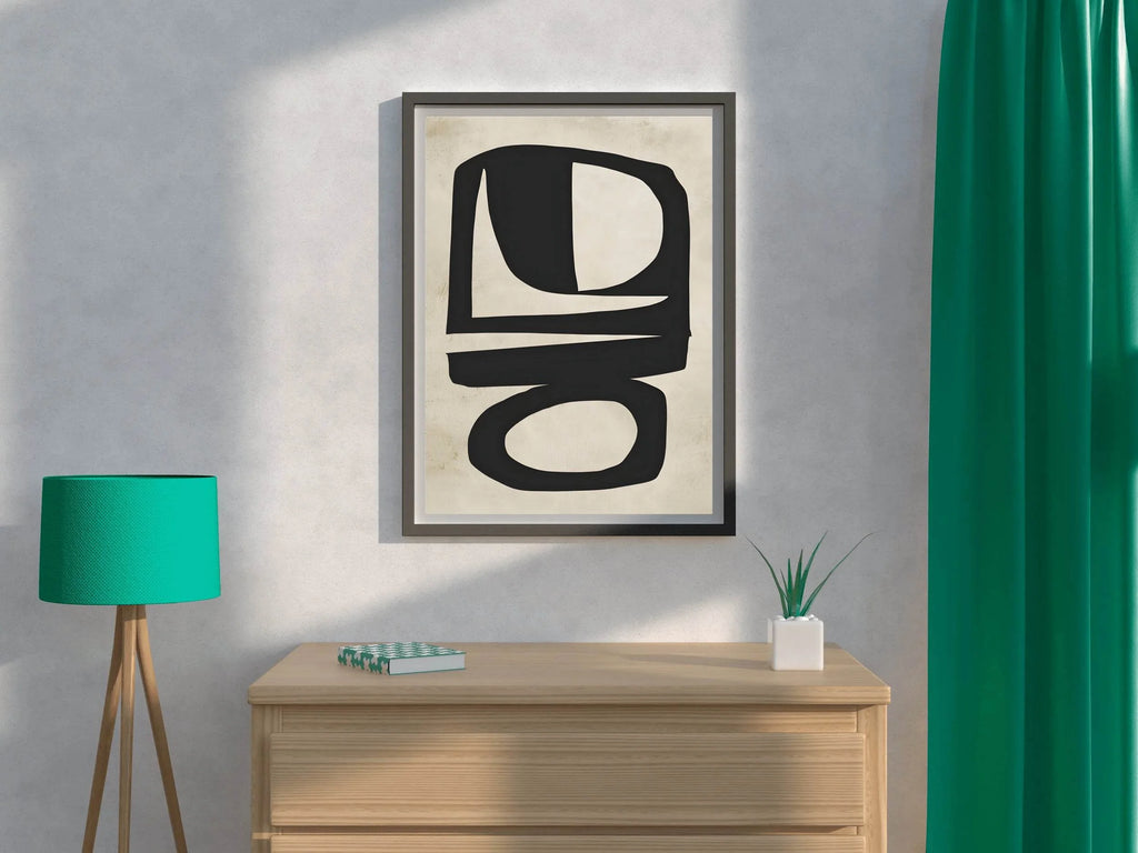 Hand Drawn Black Geometric Shapes Modern Wall Art - beink online art store