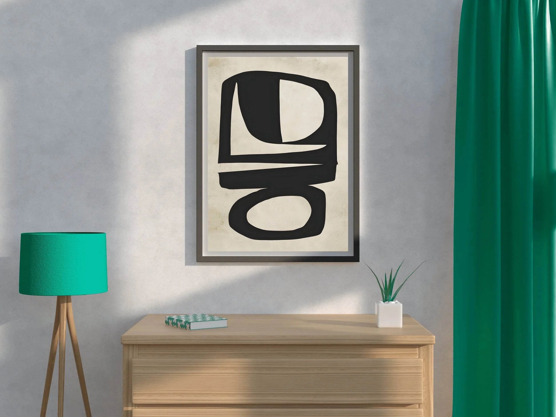 Hand Drawn Black Geometric Shapes Modern Wall Art - beink online art store