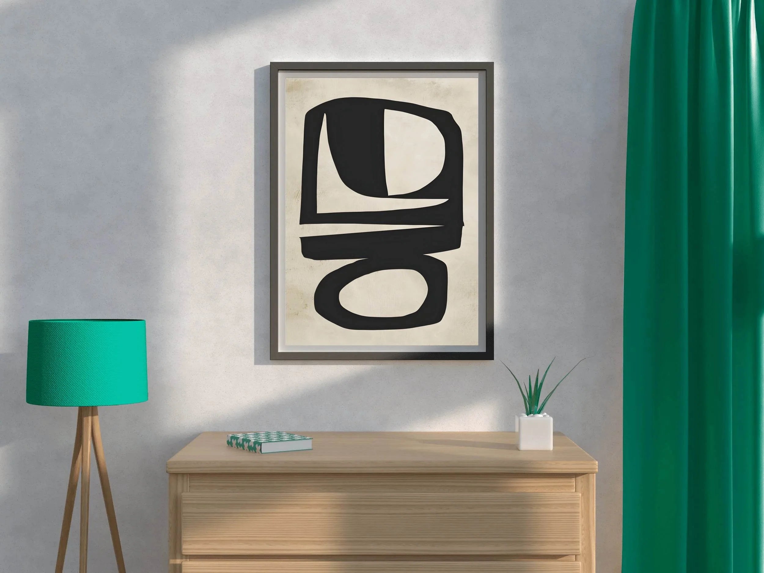 Hand Drawn Black Geometric Shapes Modern Wall Art - beink online art store
