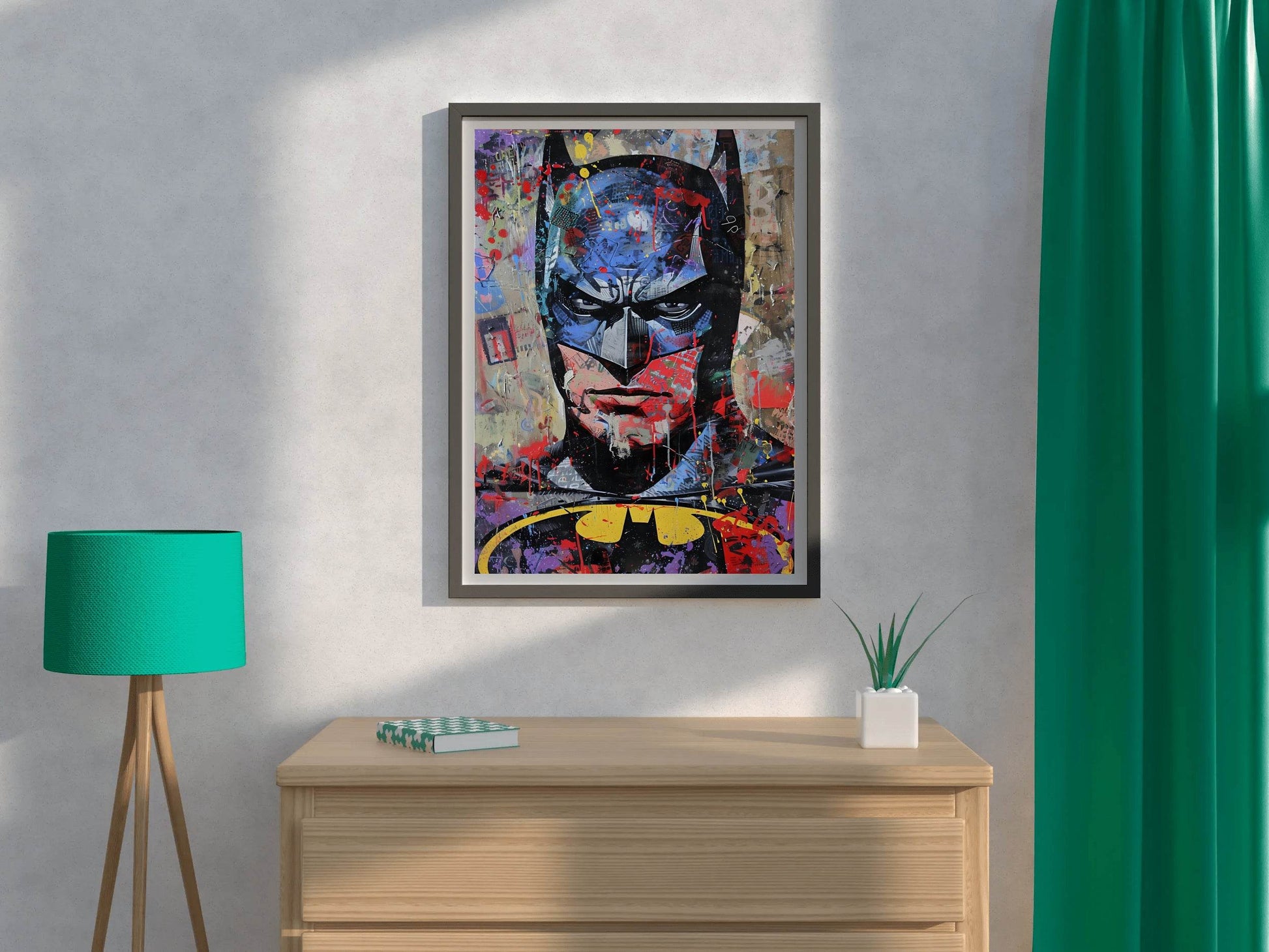 Watercolor Painting of Batman Face Wall Art - beink online art store