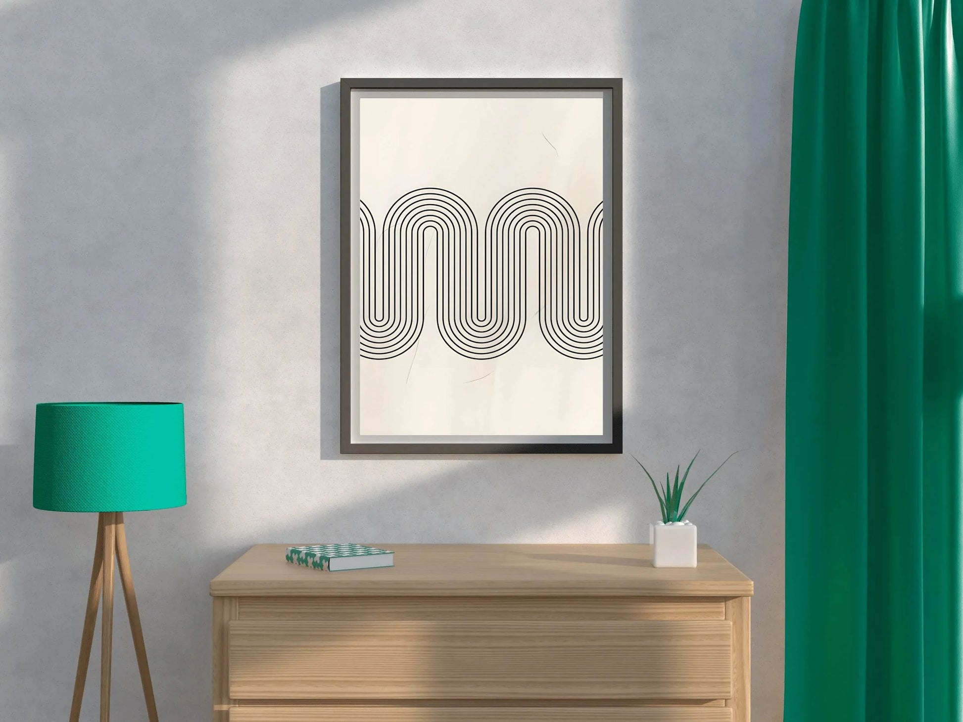 Continuous Curved Rhythm Black Lines Wall Art - beink online art store