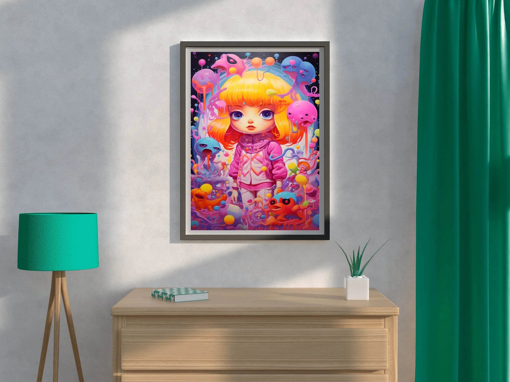 Painting of a Girl with Yellow Hair With Balloon - beink online art store