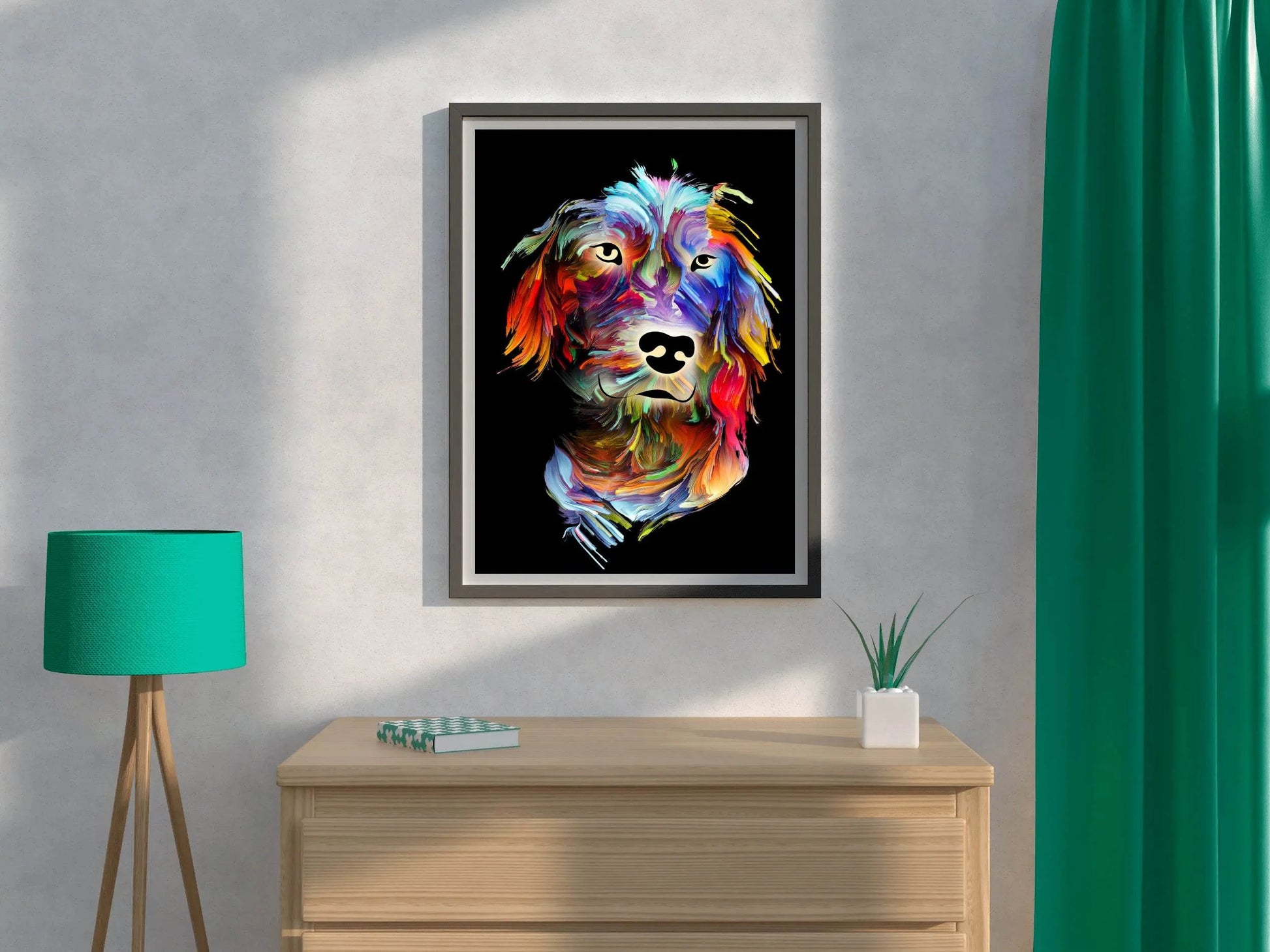 Colorful Oil Paint Dog Face Wall Art - beink online art store