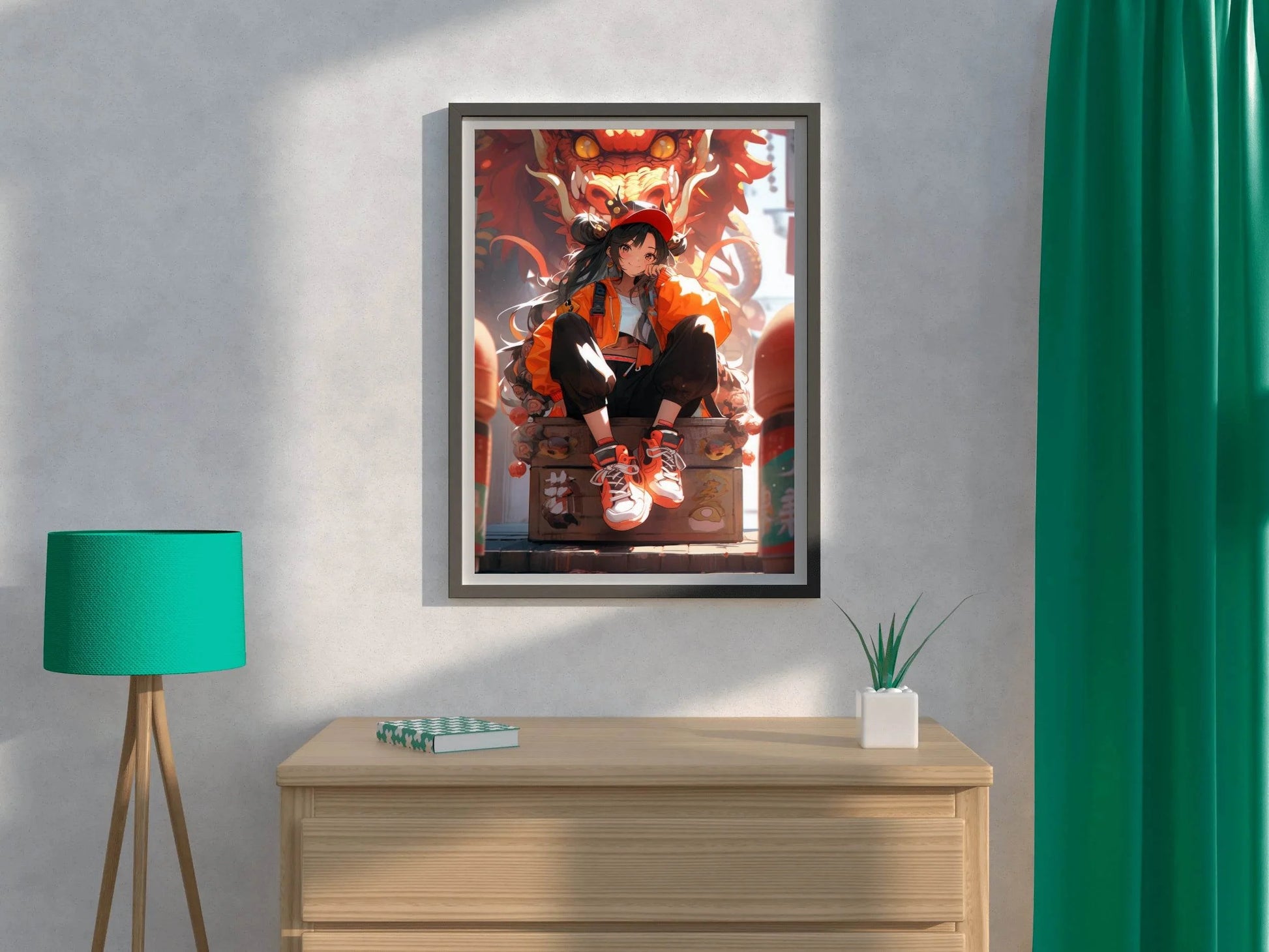 Anime Character with Dragon illustration Anime Wall Art - beink online art store