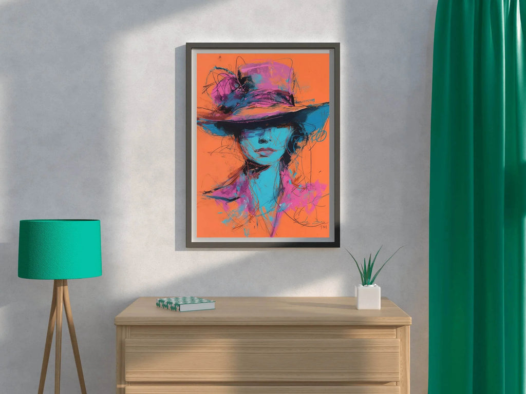 Painting Of A Woman With A Brimmed Hat Wall Art - beink online art store