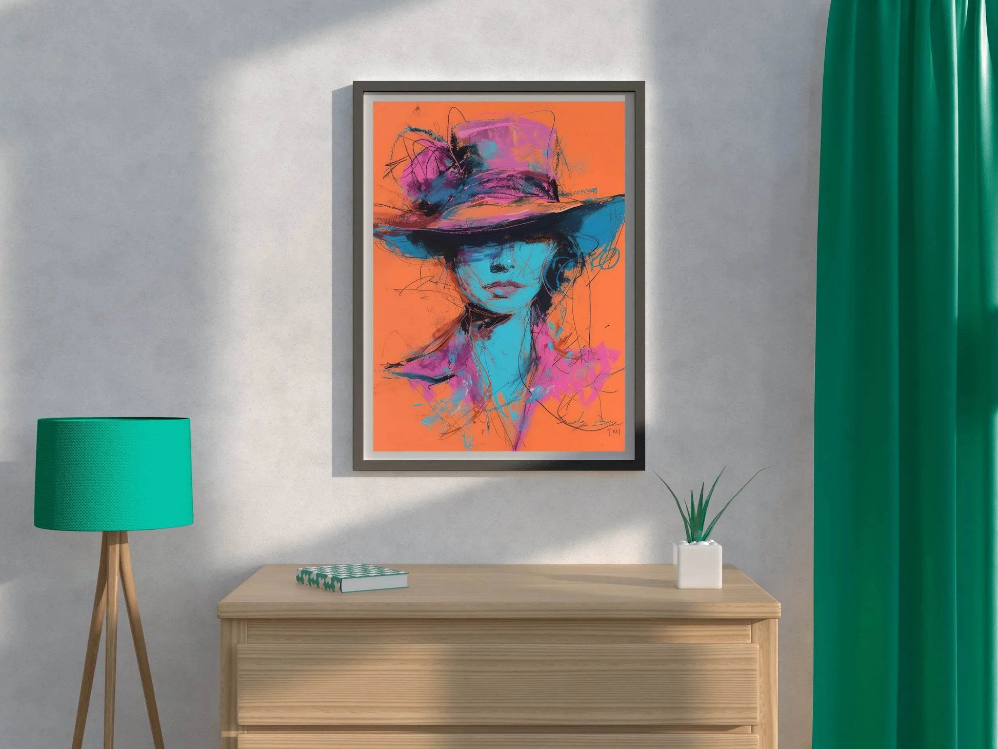 Painting Of A Woman With A Brimmed Hat Wall Art - beink online art store