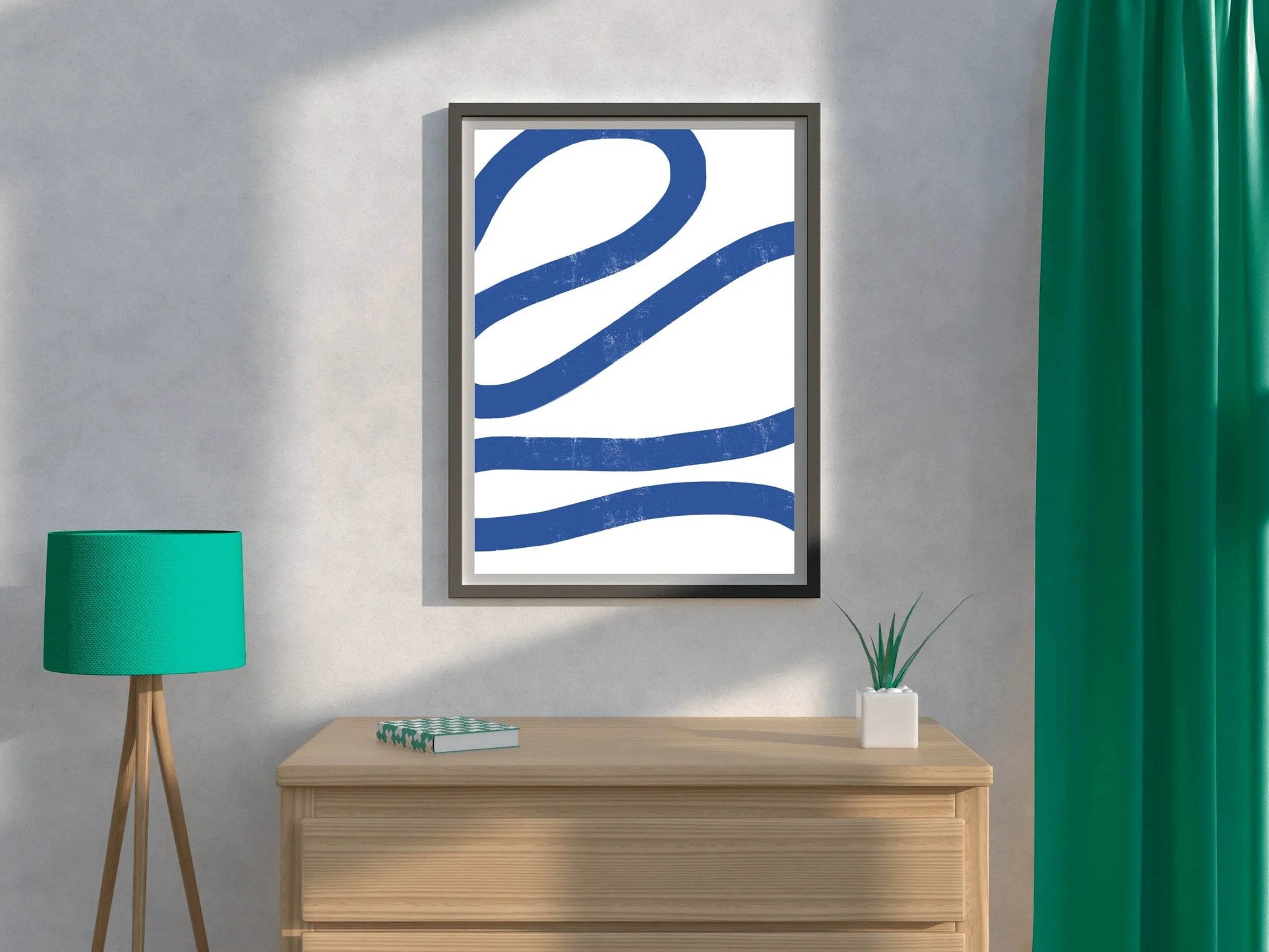 Blue Spiral Llines Wall Art - beink online art store