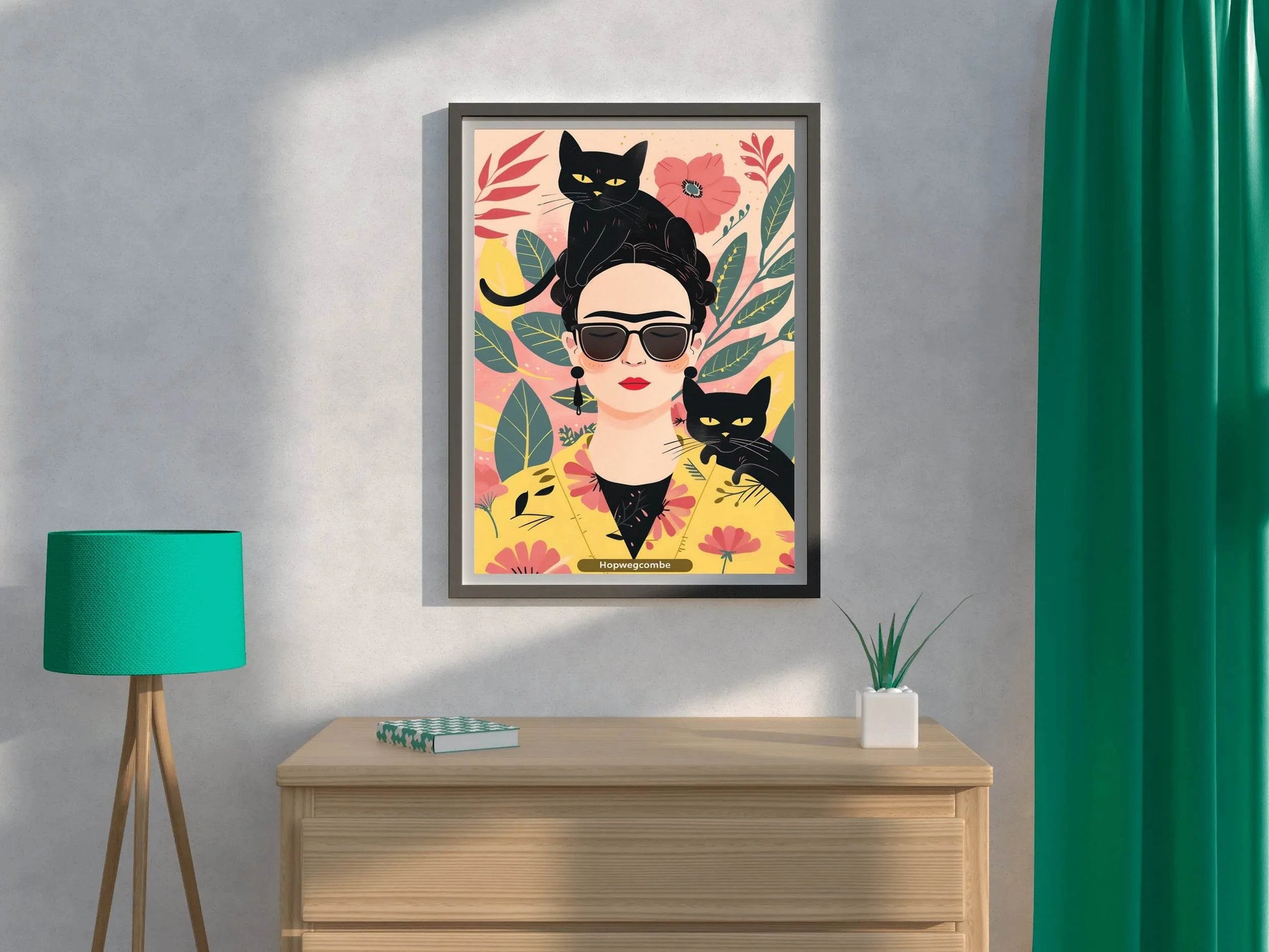 Oil Painting of a Girl With Goggle in Tropical Background Wall Art - beink online art store
