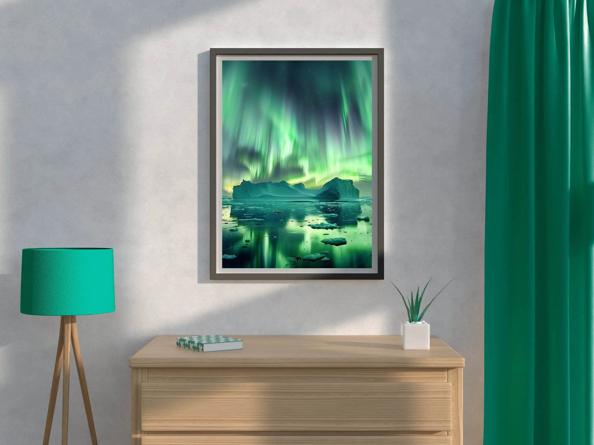 Aurora Borealis Over Iceberg Wall Art - beink online art store