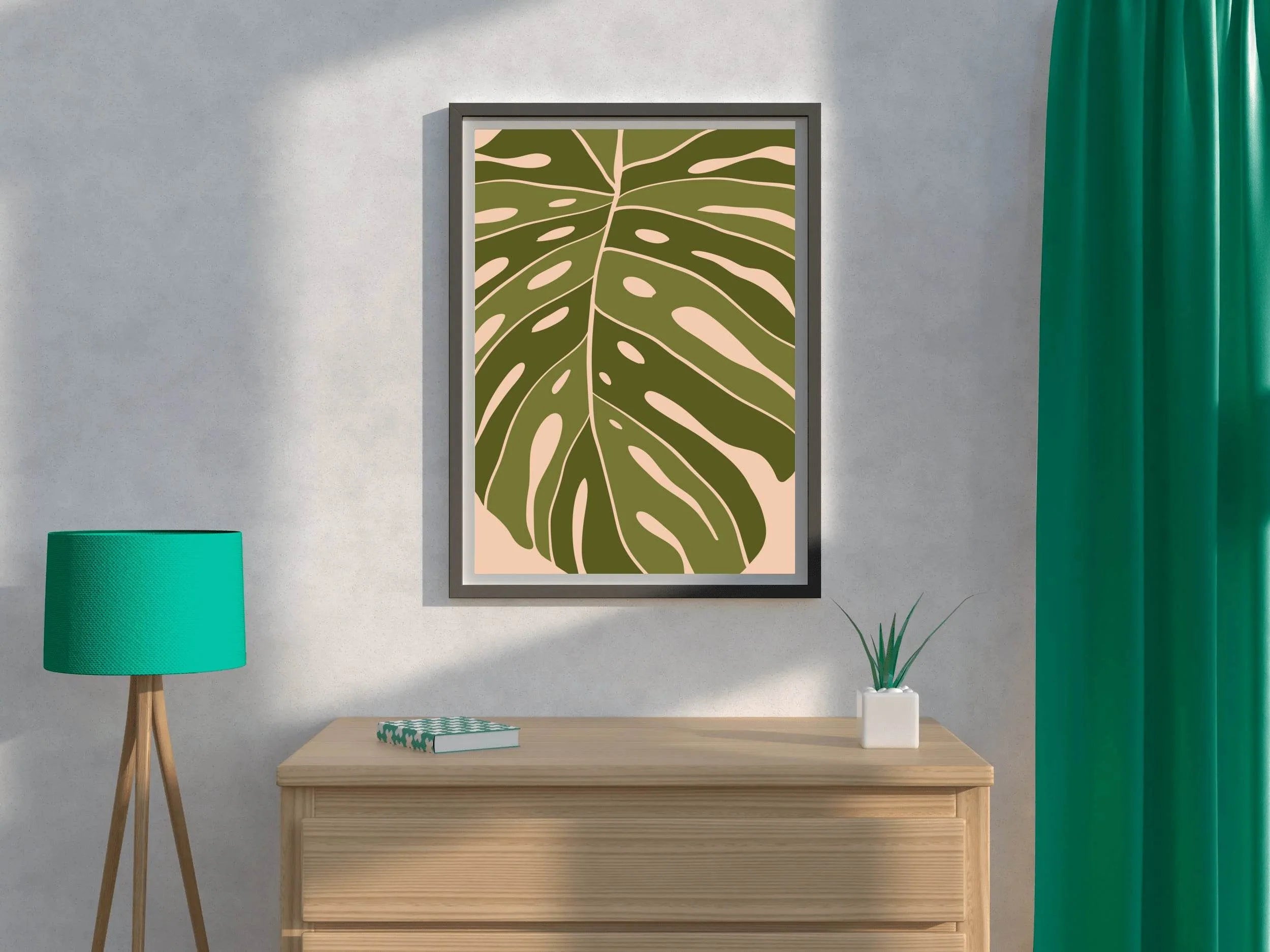 Monstera Leaf With pink Backround ArtWork - beink online art store