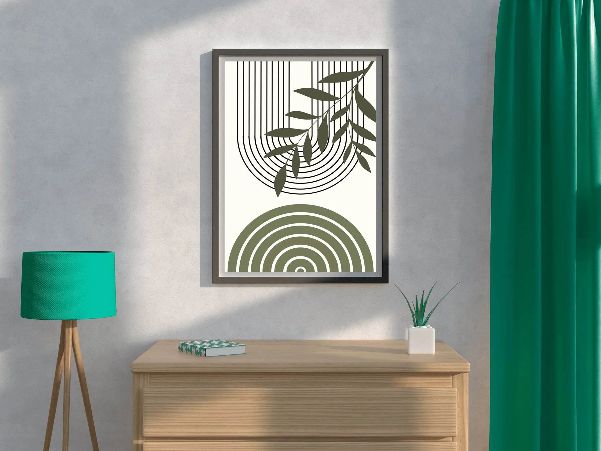 Abstract art Piece with a Leafy Branch ArtWork - beink online art store