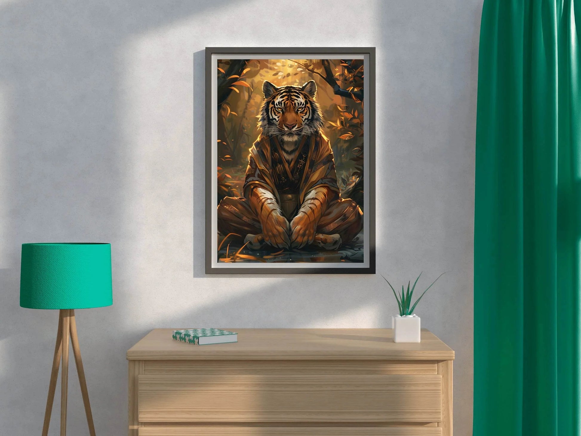 Painting of Lion Sitting in Jungle Wall Art - beink online art store