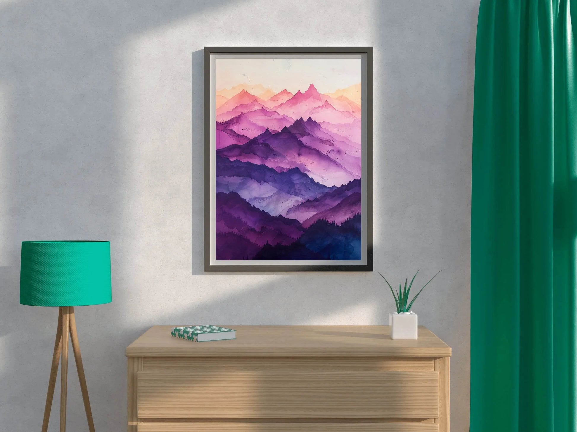 Colorfull Watercolor Mountain Wall Art - beink online art store