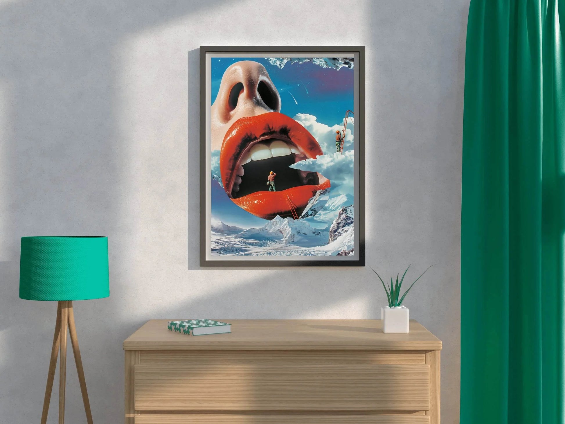 Background of a Woman Mouth in Snowy Mountain Wall Art - beink online art store