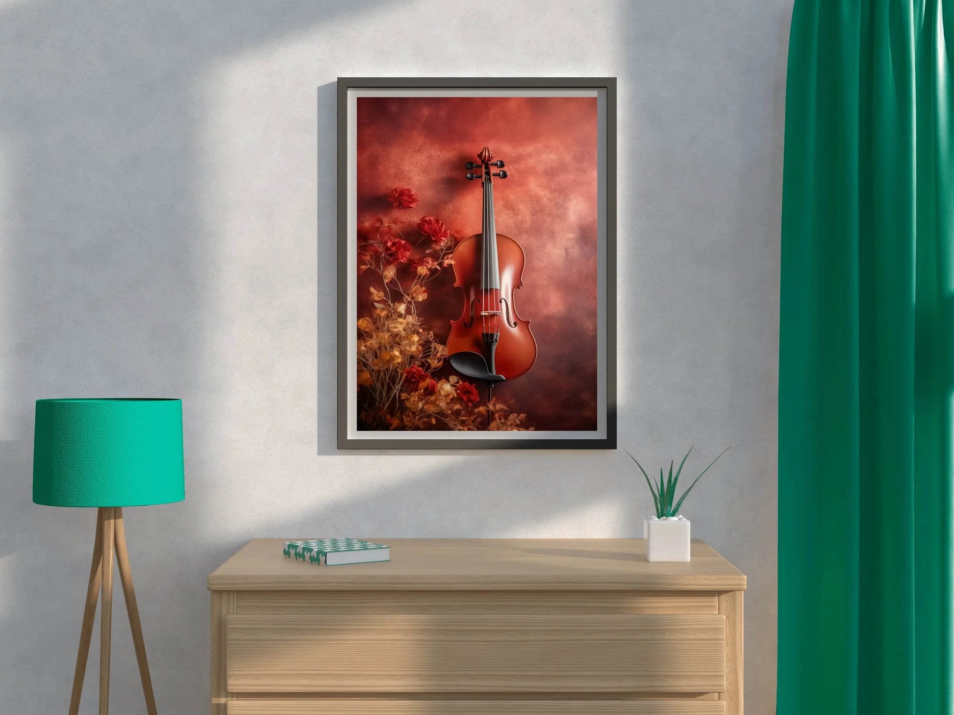 Old Red Wood Violin Wall Art - beink online art store