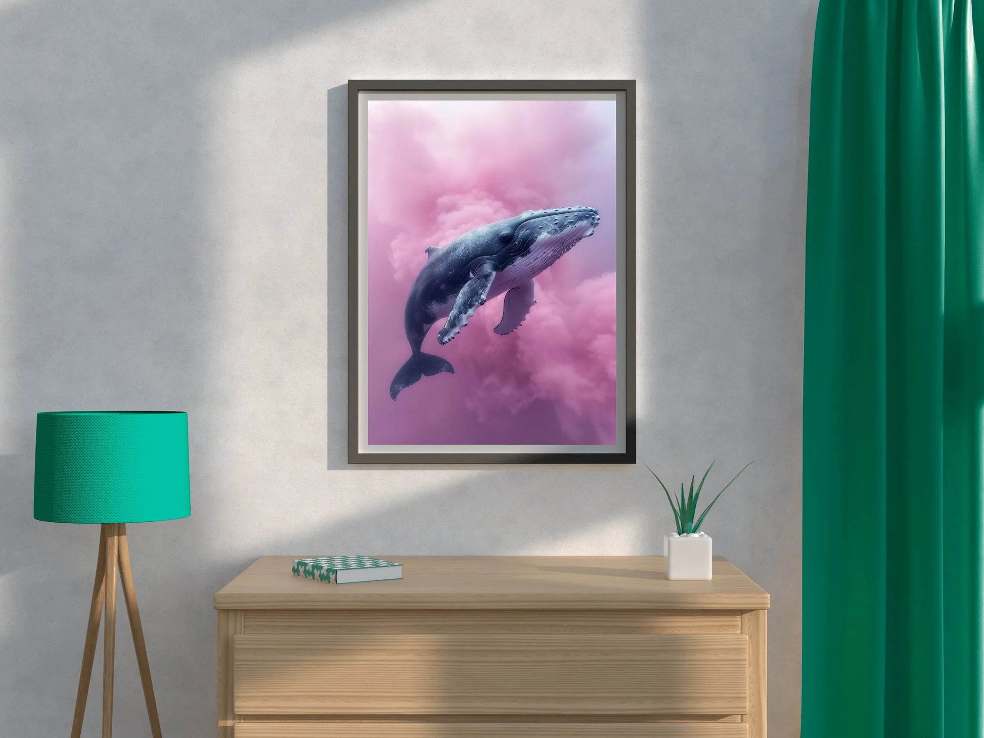 Whale Flying in Pink Clouds Wall Art - beink online art store