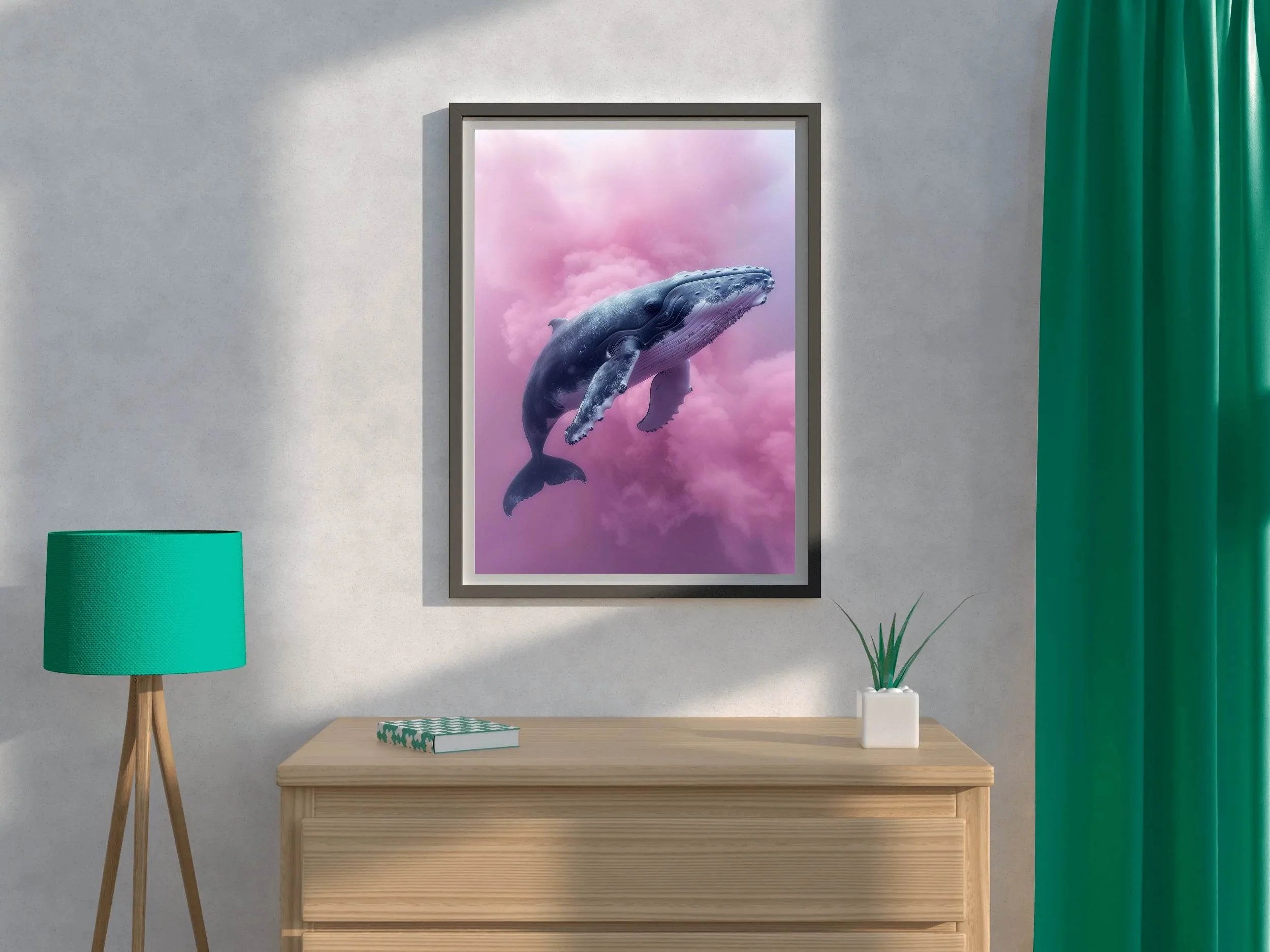 Whale Flying in Pink Clouds Wall Art - beink online art store