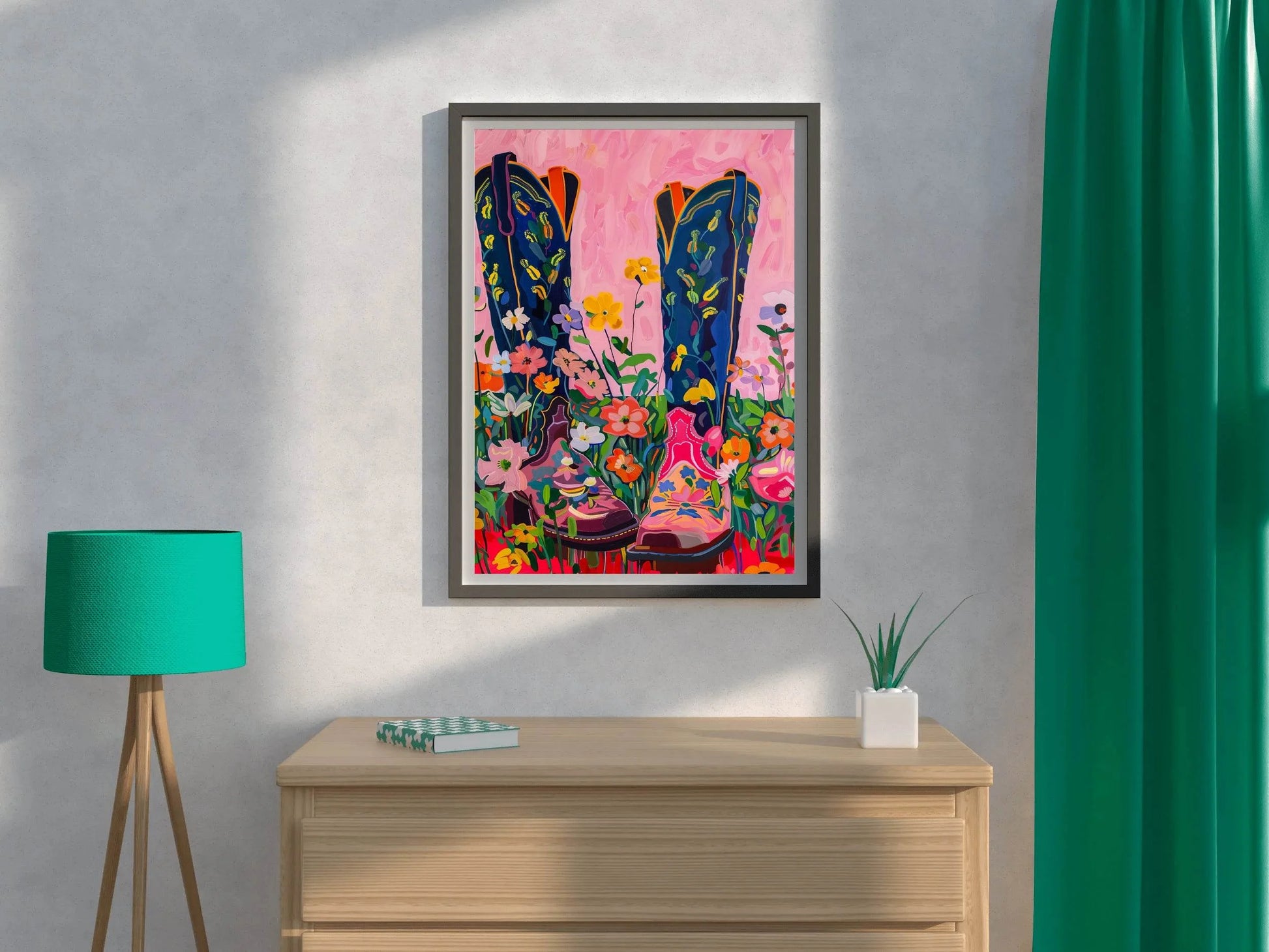 Cowboy Boots and Flower Blooms - beink online art store