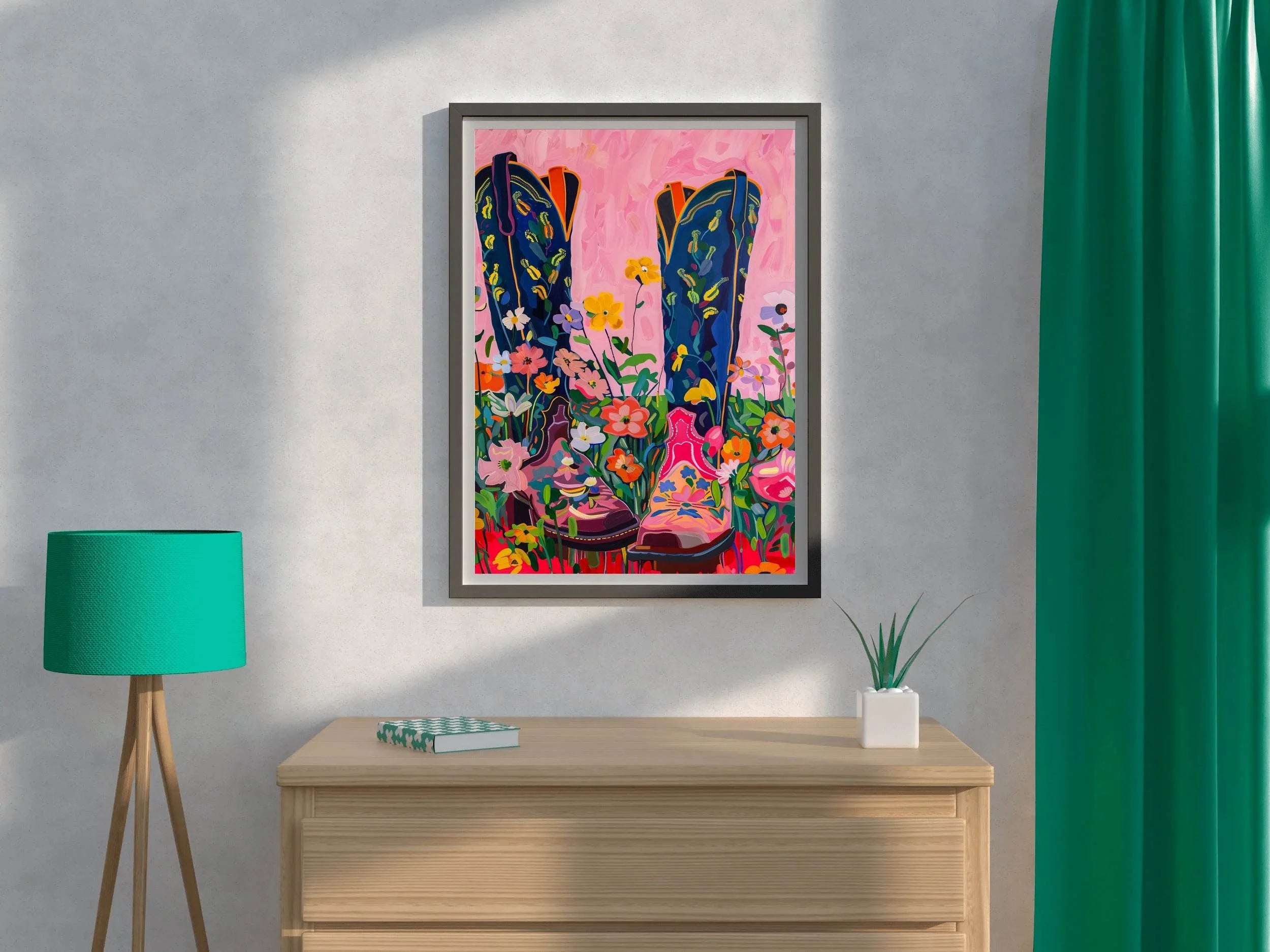 Cowboy Boots and Flower Blooms - beink online art store