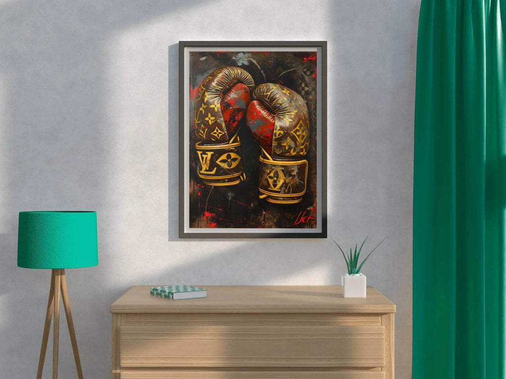 Gold Color Boxing Gloves Wall Art - beink online art store