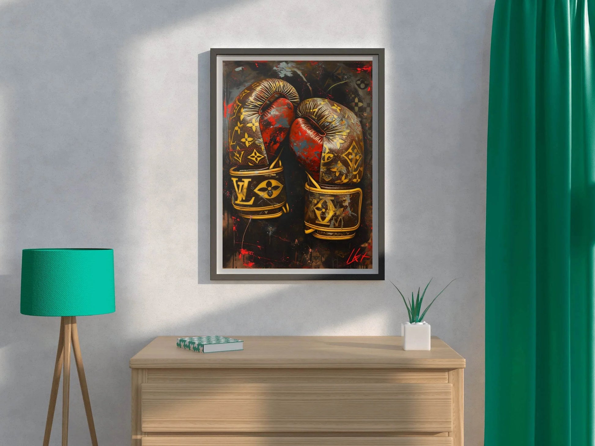 Gold Color Boxing Gloves Wall Art - beink online art store