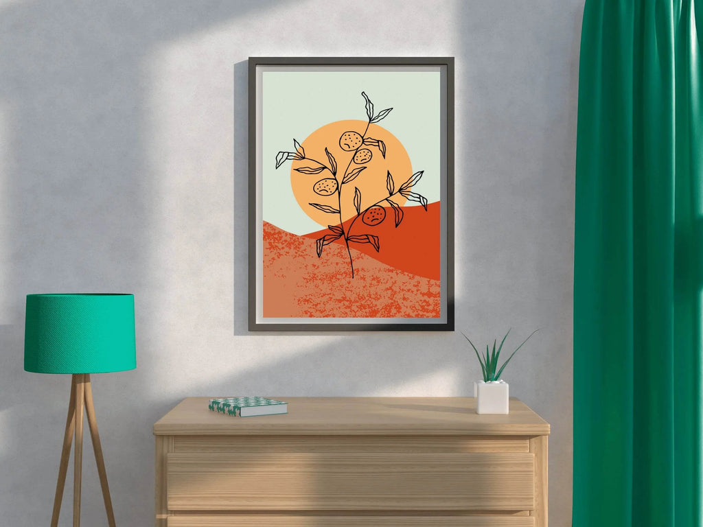 Shrivelled Plant With Sun Abstract Wall Art - beink online art store