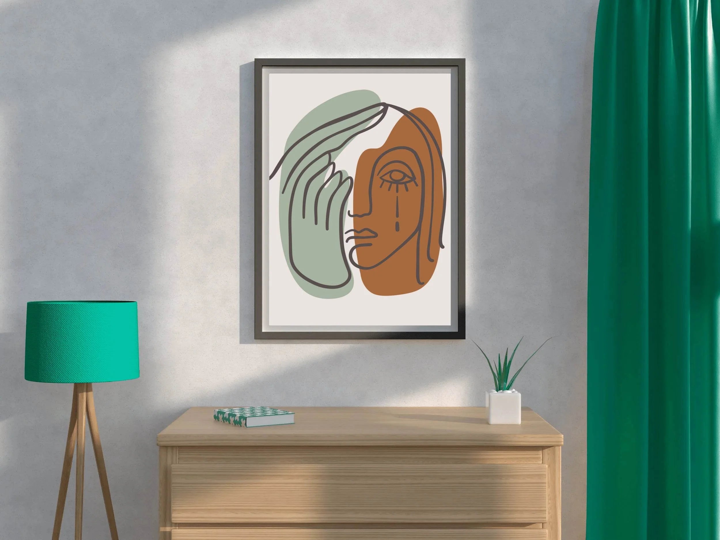 Minimalist Portrait with a Hand Covering an Eye ArtWork - beink online art store