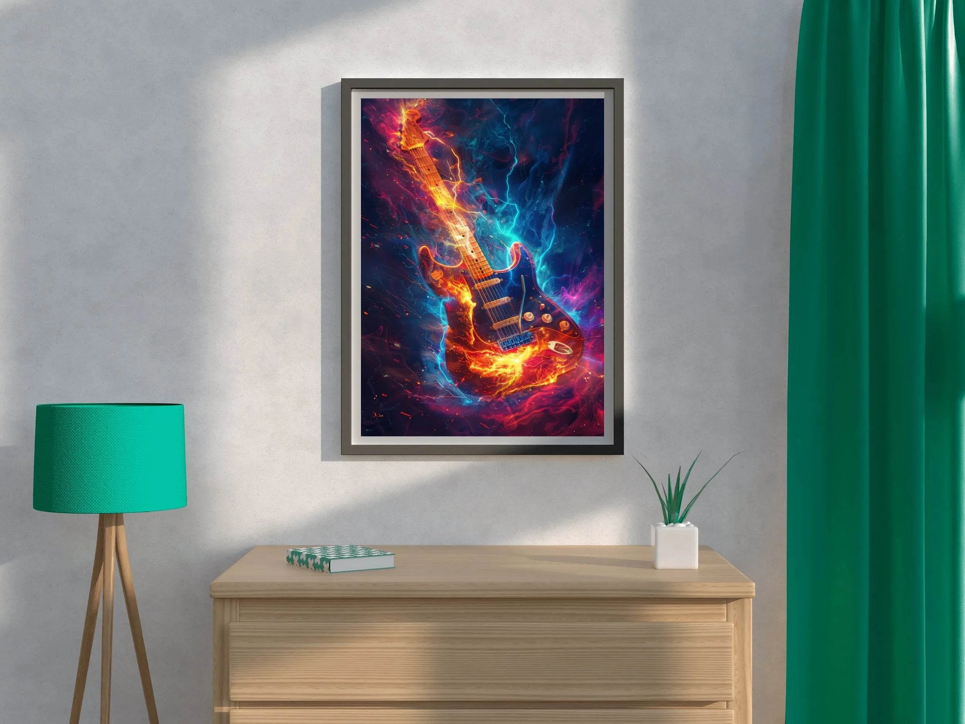 Water And Fire Electronic Guitar Wall Art - beink online art store