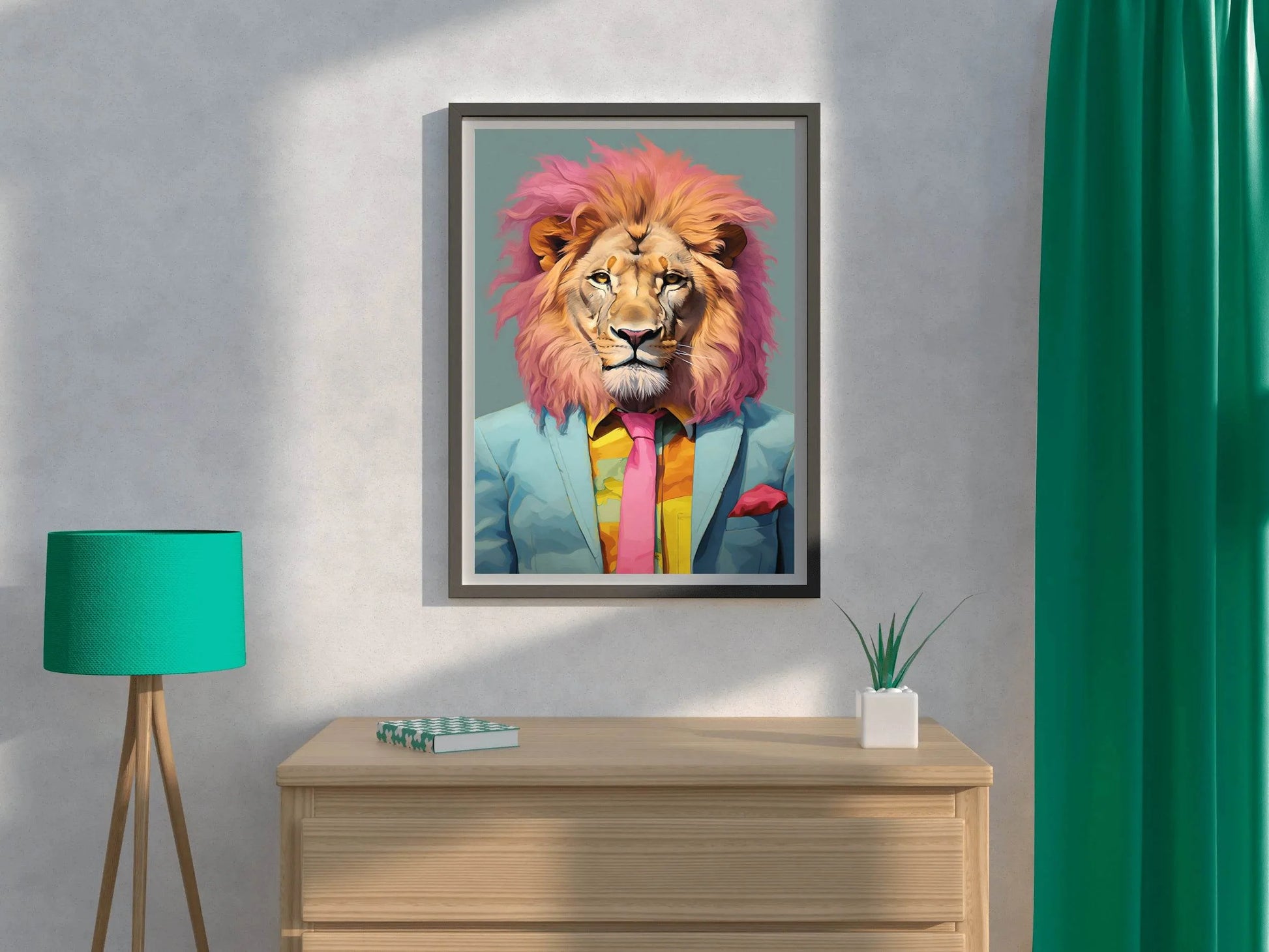 Colorful Painting of Lion Wearning Suit - beink online art store