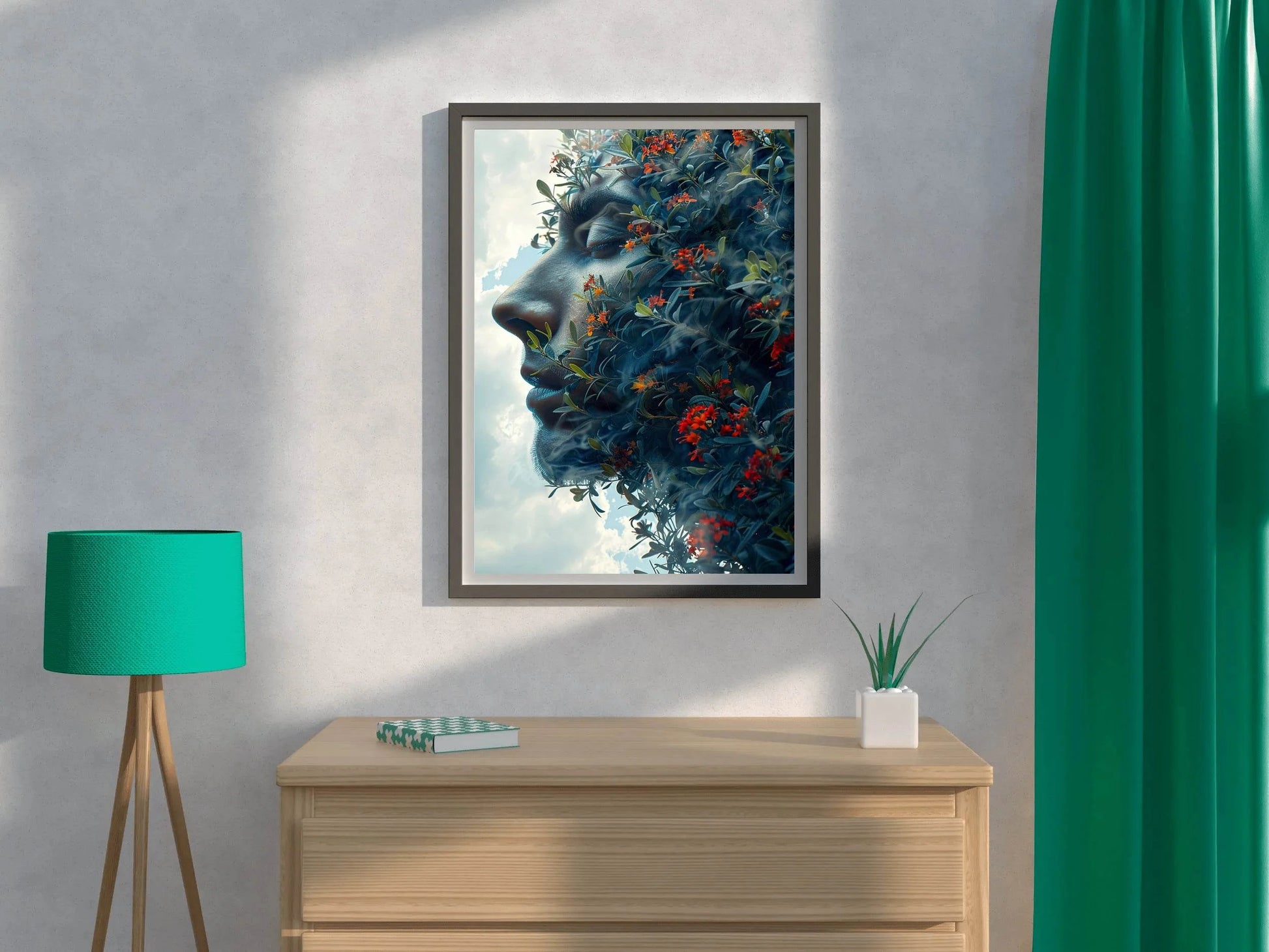 A Woman Face With Flowers Digital Art - beink online art store